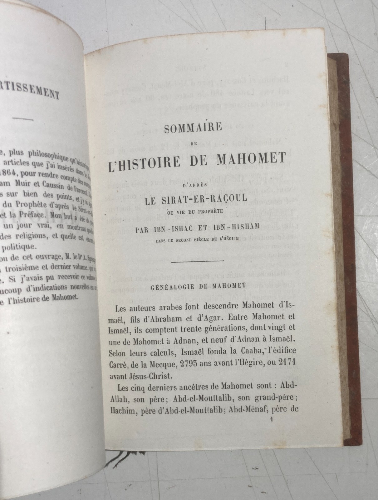 Islam, Maometto, Corano, Filosofia, Religione. Antica Edizione Francese, 1865