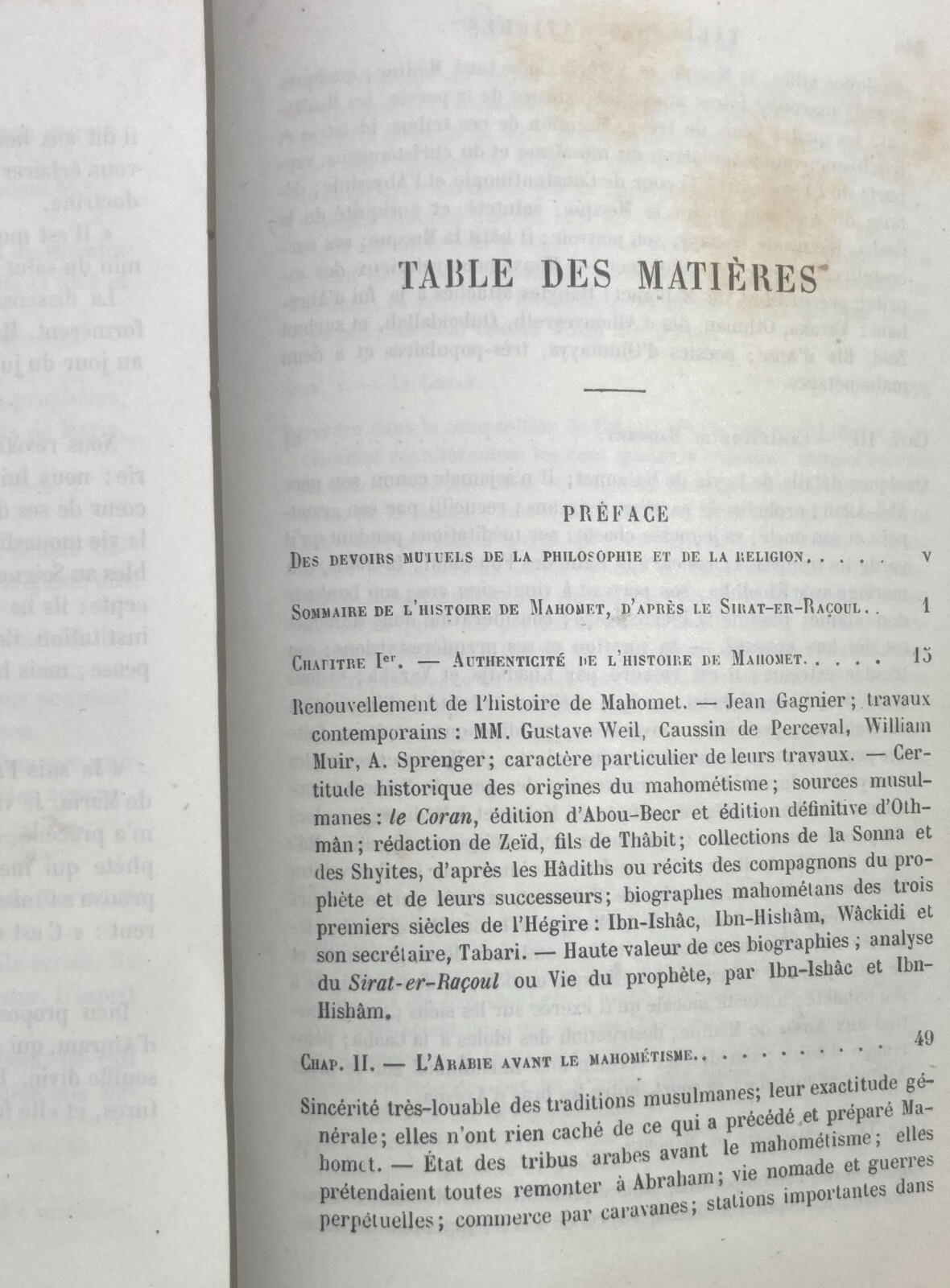 Islam, Maometto, Corano, Filosofia, Religione. Antica Edizione Francese, 1865