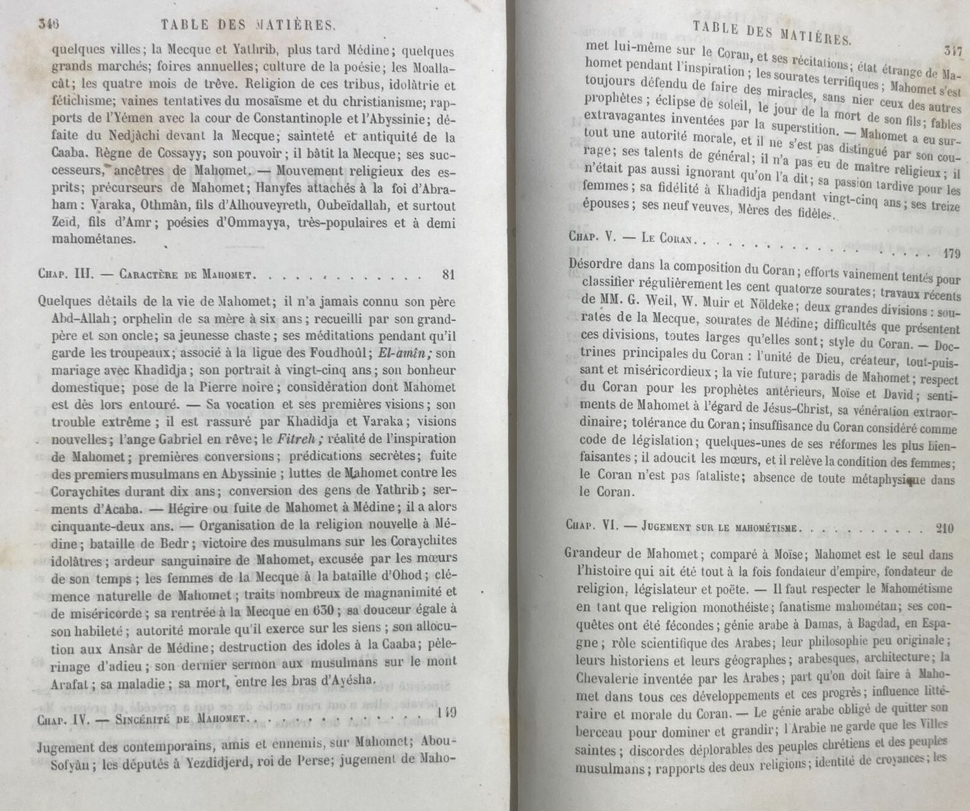 Islam, Maometto, Corano, Filosofia, Religione. Antica Edizione Francese, 1865