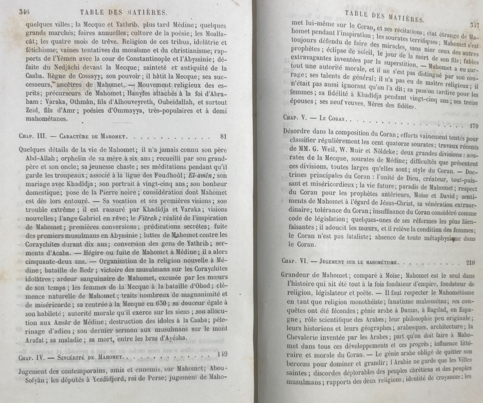 Islam, Maometto, Corano, Filosofia, Religione. Antica Edizione Francese, 1865