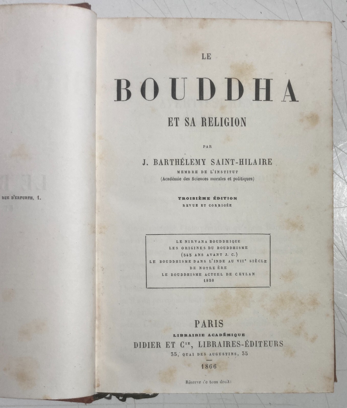 Religioni Orientali: Buddismo, Budda. Antica Edizione Francese, 1866