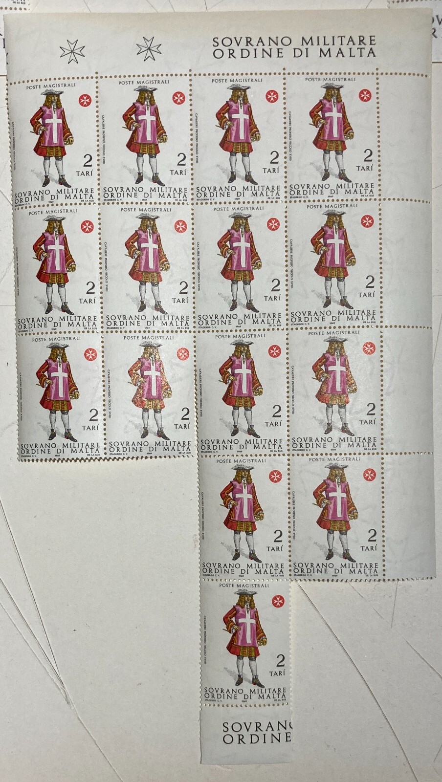 Militaria, Araldica, Ordine Di Malta, Francobolli: 5 Fogli d'Epoca