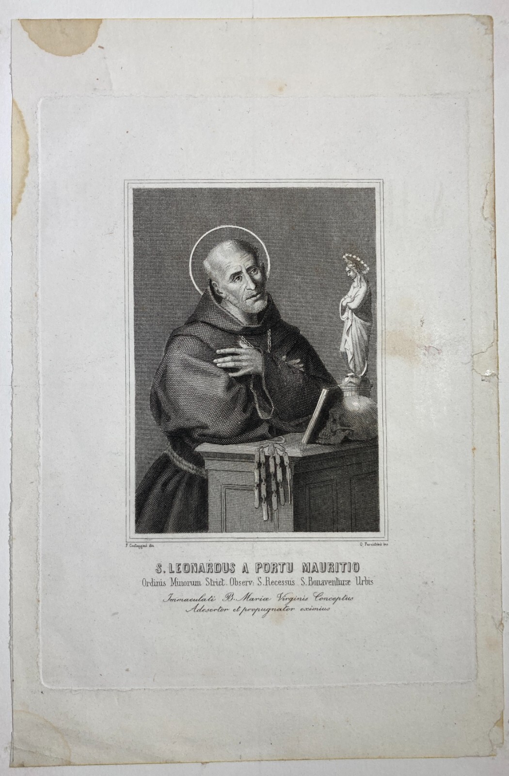 Antica Stampa Devozionale: San Leonardo Da Porto Maurizio