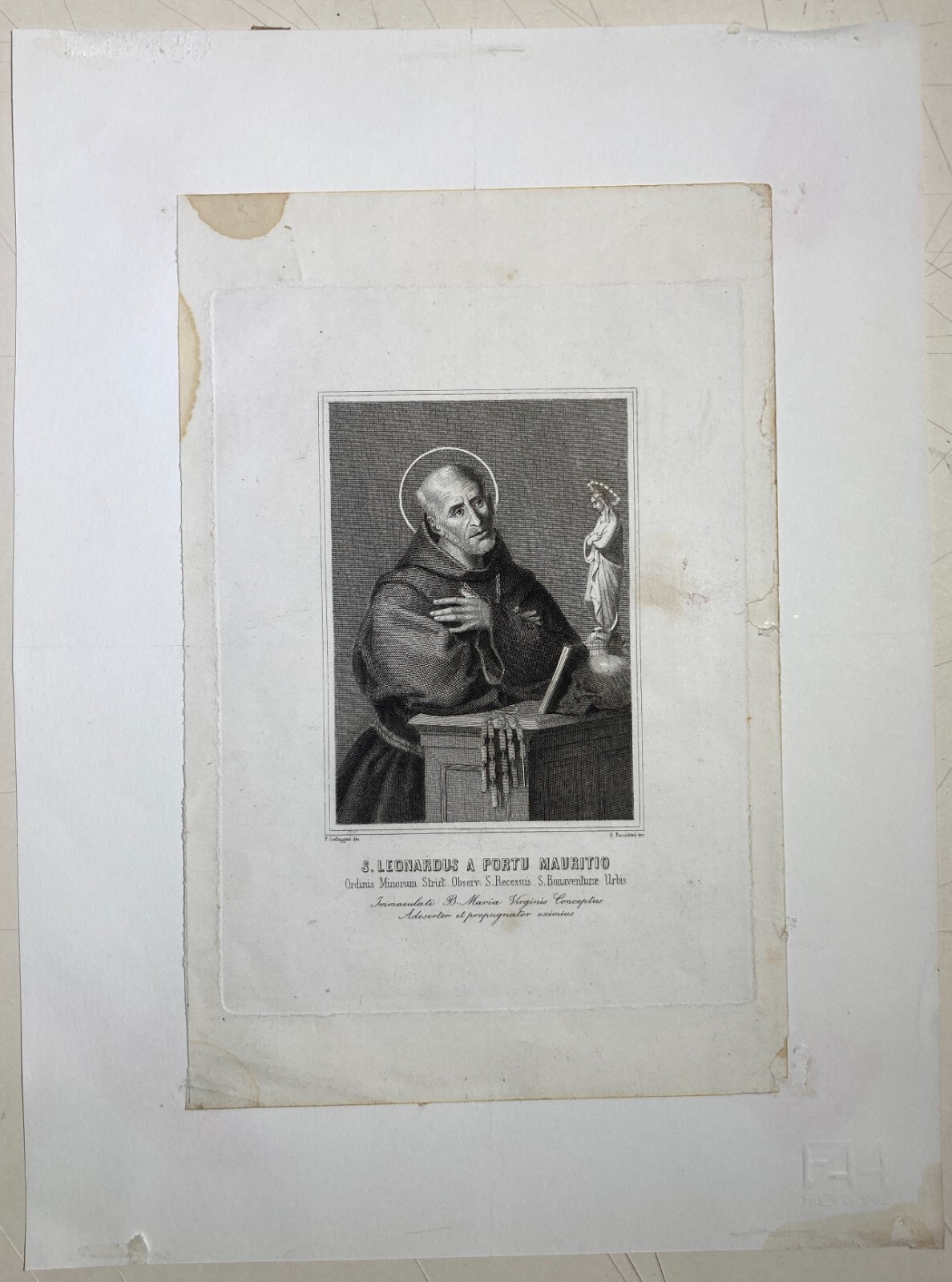 Antica Stampa Devozionale: San Leonardo Da Porto Maurizio