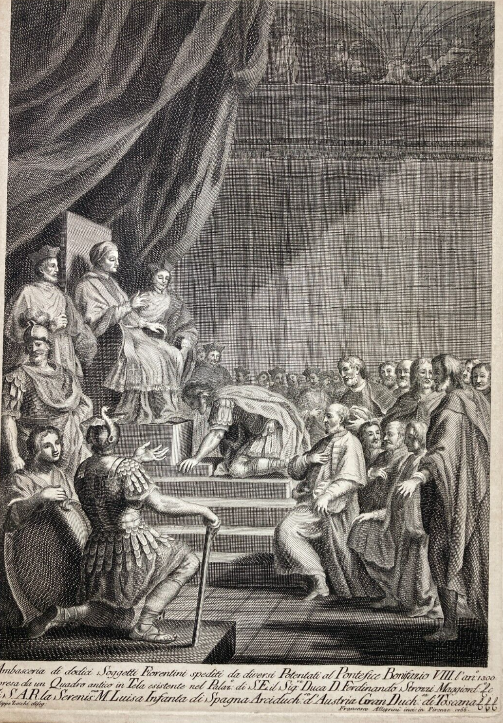 Firenze: Ambasceria A Bonifacio VIII. Incisione Di Allegrini E Zocchi, 1766.