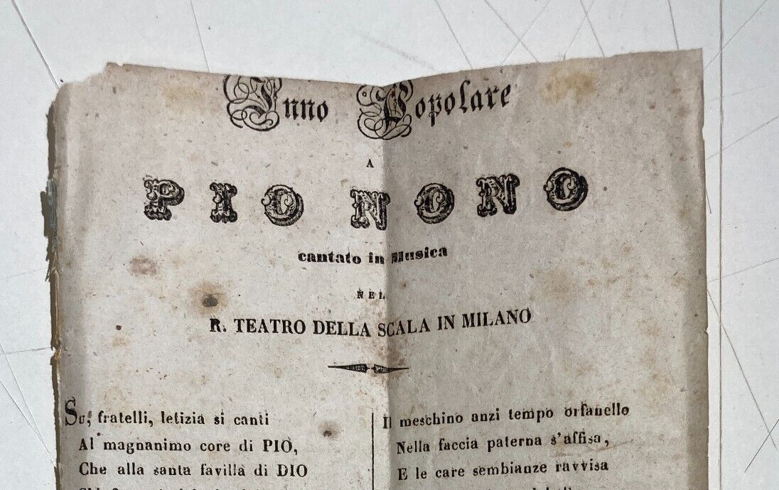 Risorgimento: Inno Popolare A Pio IX, Teatro Alla Scala, Novara, Rusconi