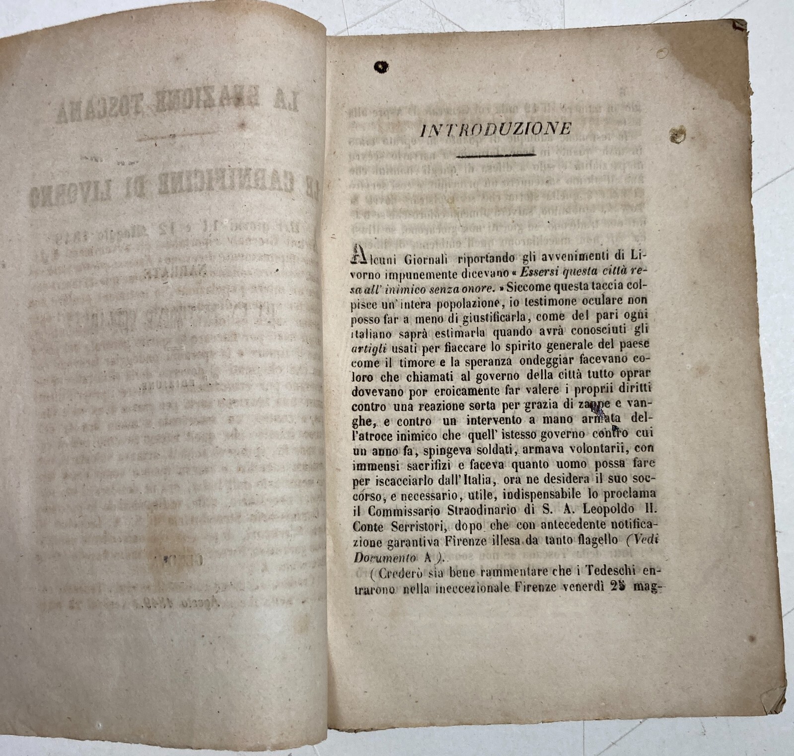 Risorgimento: Toscana, Livorno 1849. Diario Di Un Testimone Oculare