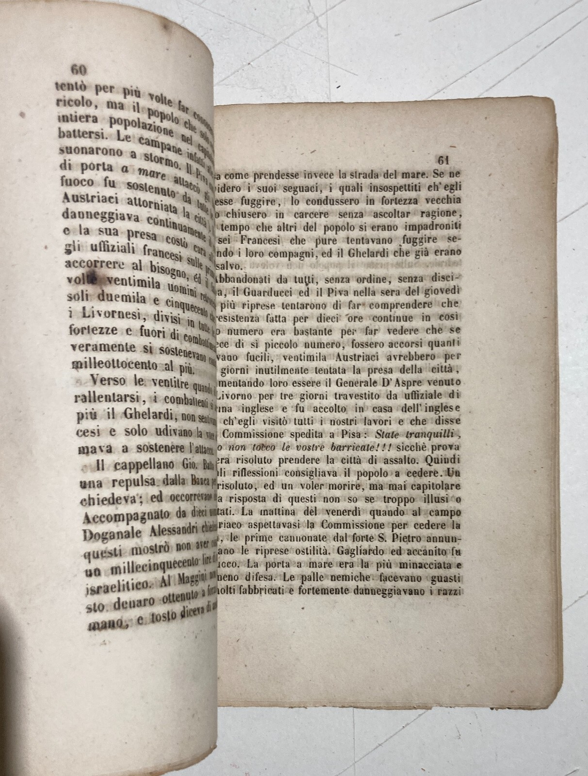 Risorgimento: Toscana, Livorno 1849. Diario Di Un Testimone Oculare