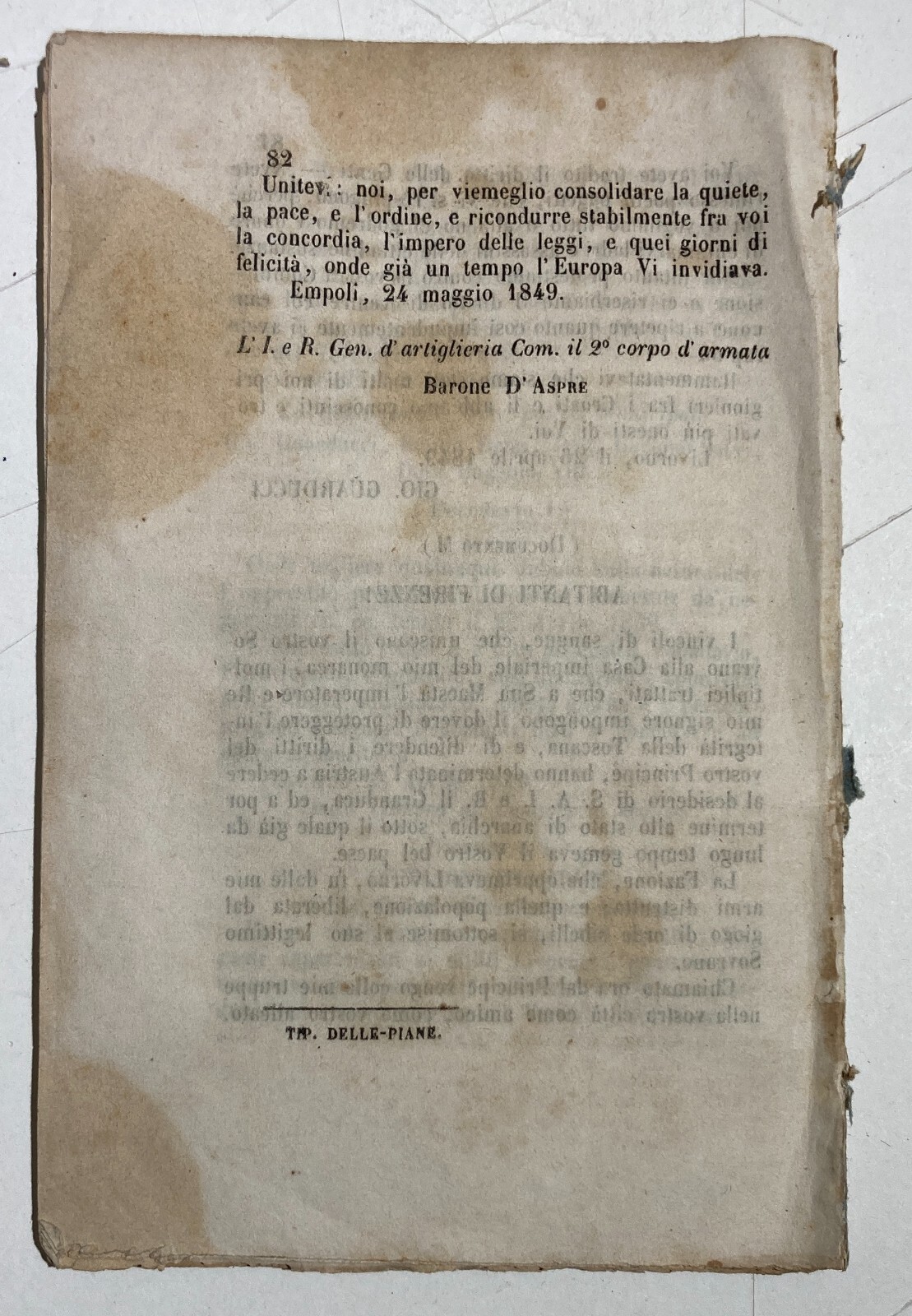 Risorgimento: Toscana, Livorno 1849. Diario Di Un Testimone Oculare