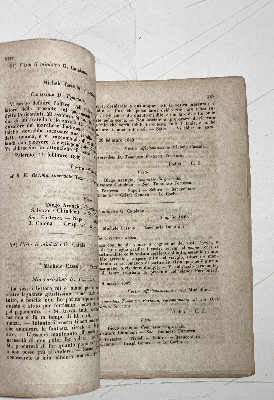 Risorgimento. Sicilia. Palermo. Processo Fortezza. Consiglio Di Guerra. Rara Edizione