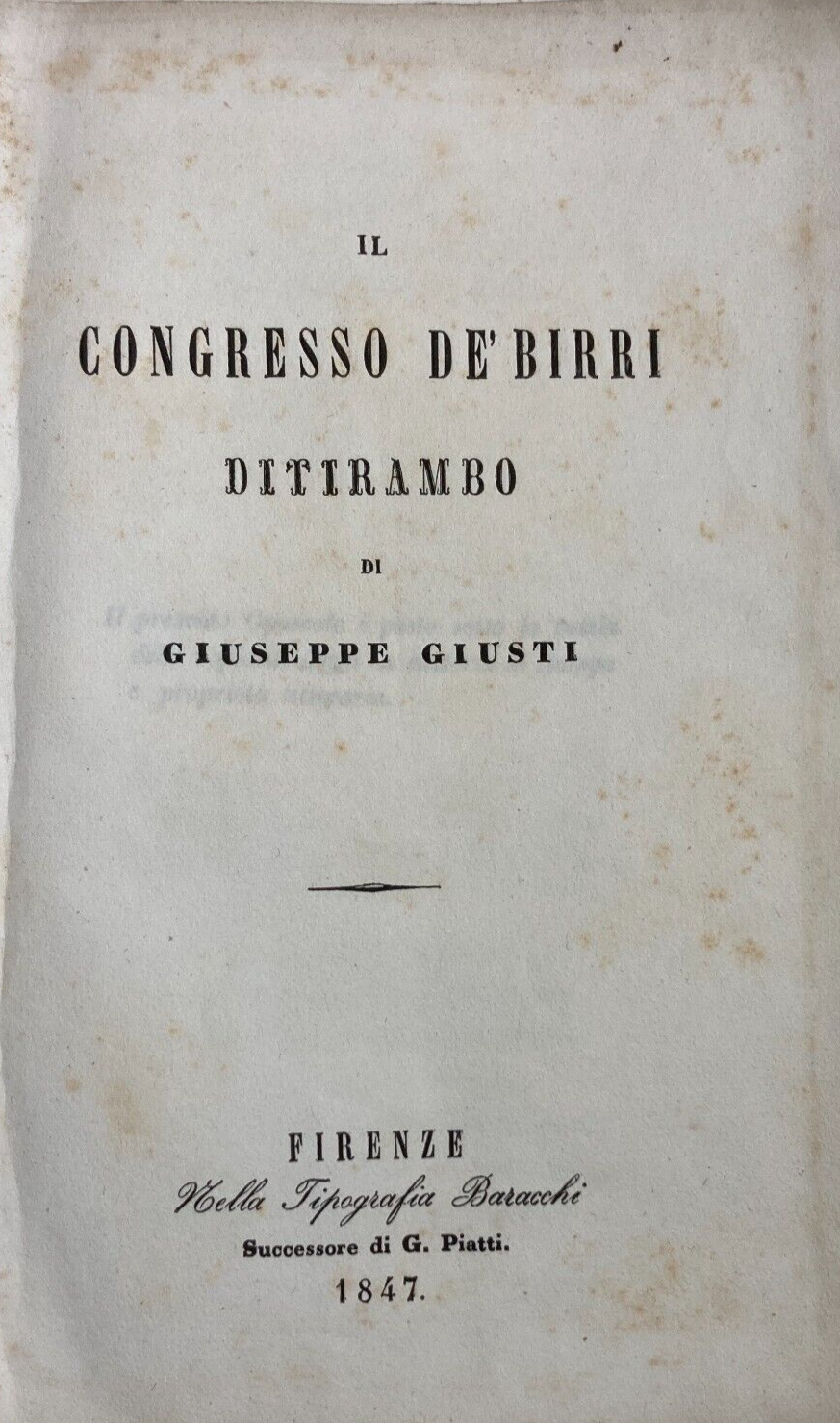 Giuseppe Giusti, Il Congresso De' Birri: Ditirambo. 1847