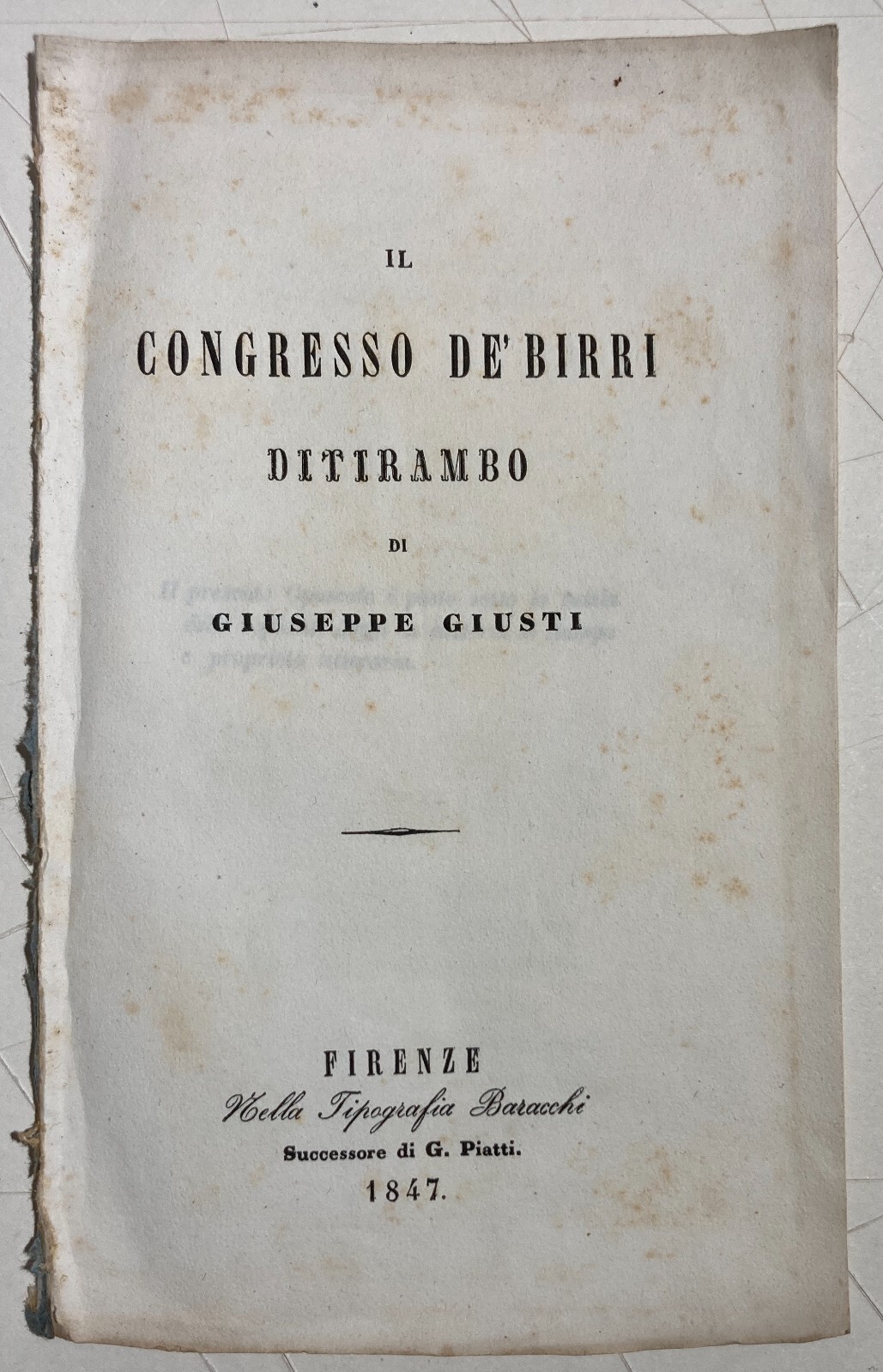 Giuseppe Giusti, Il Congresso De' Birri: Ditirambo. 1847