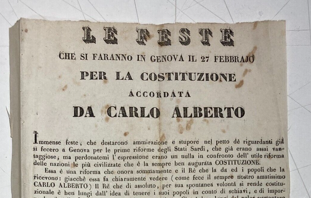 Risorgimento   Liguria   Genova   Tipografia Dagnino   Carlo Alberto   Costituzione   Feste
