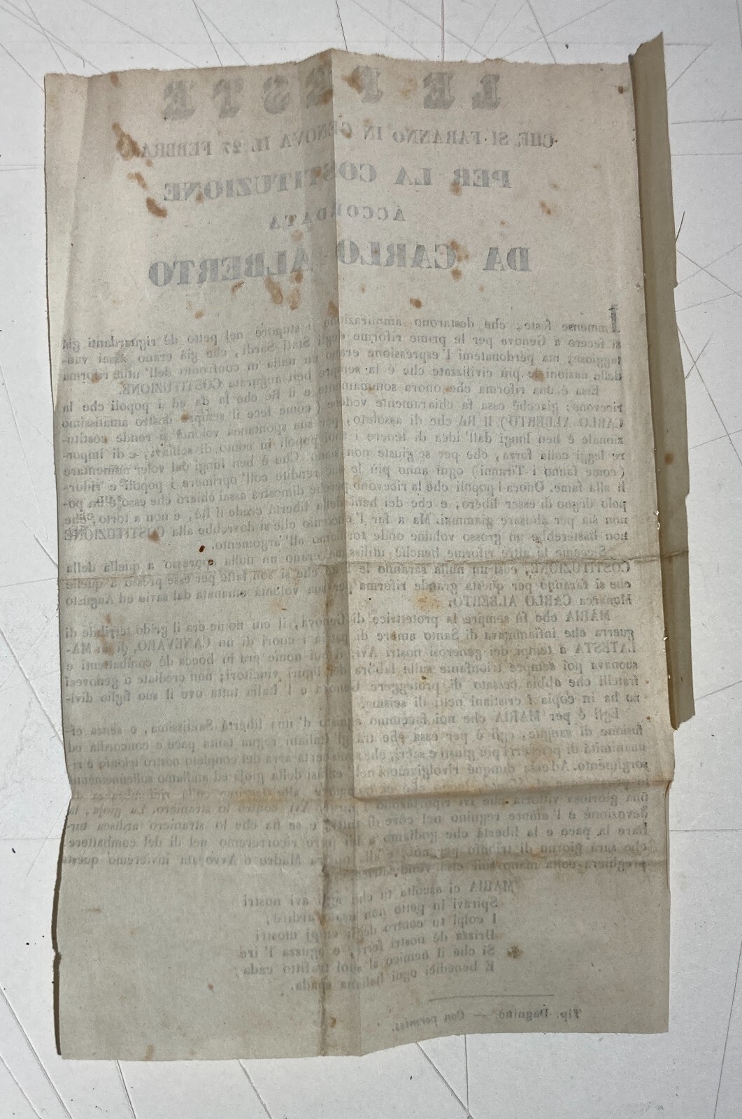 Risorgimento   Liguria   Genova   Tipografia Dagnino   Carlo Alberto   Costituzione   Feste