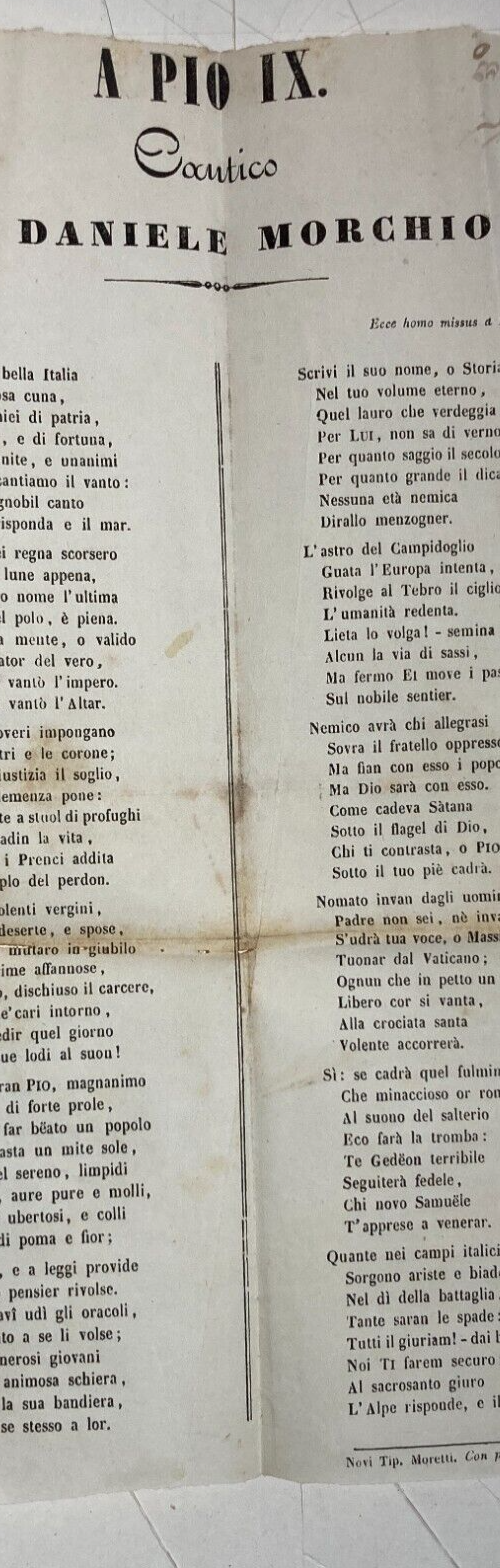 Risorgimento, Liguria, Novi Ligure, Daniele Morchio, Cantico Per Pio IX