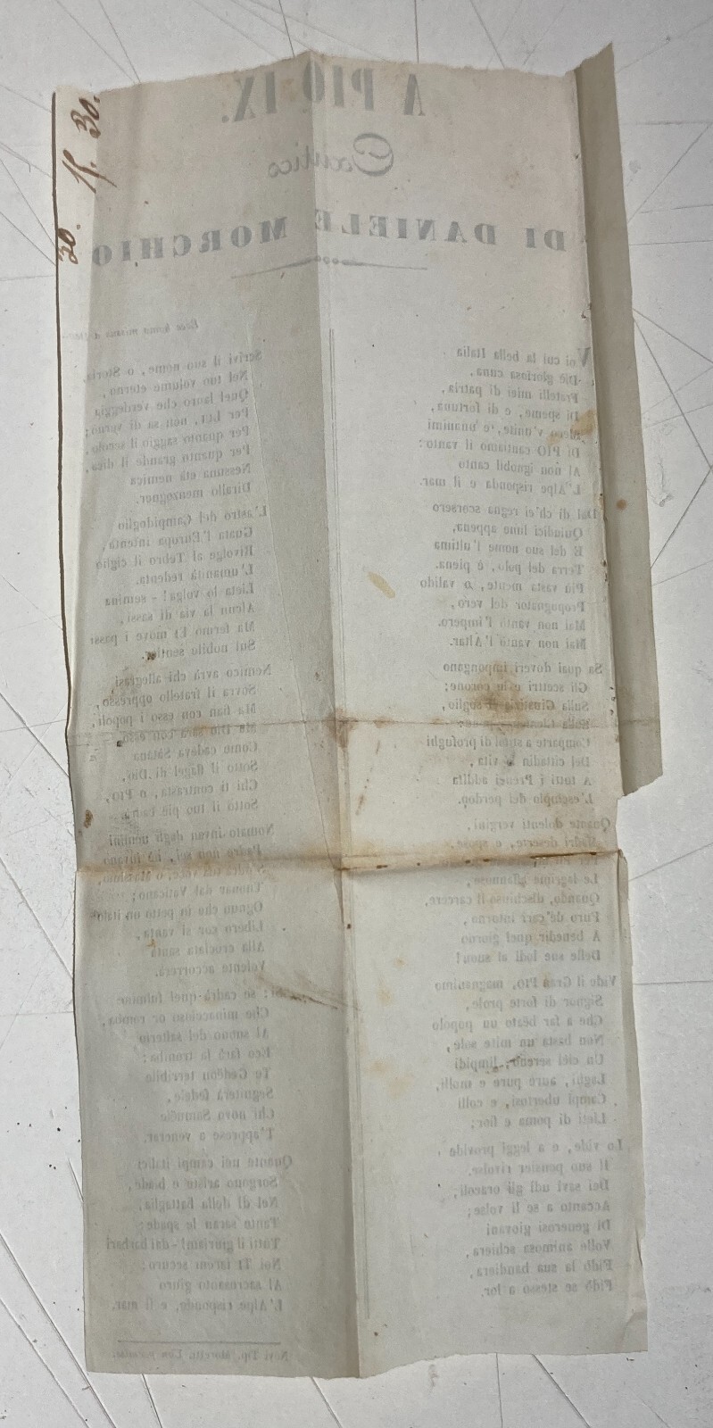 Risorgimento, Liguria, Novi Ligure, Daniele Morchio, Cantico Per Pio IX