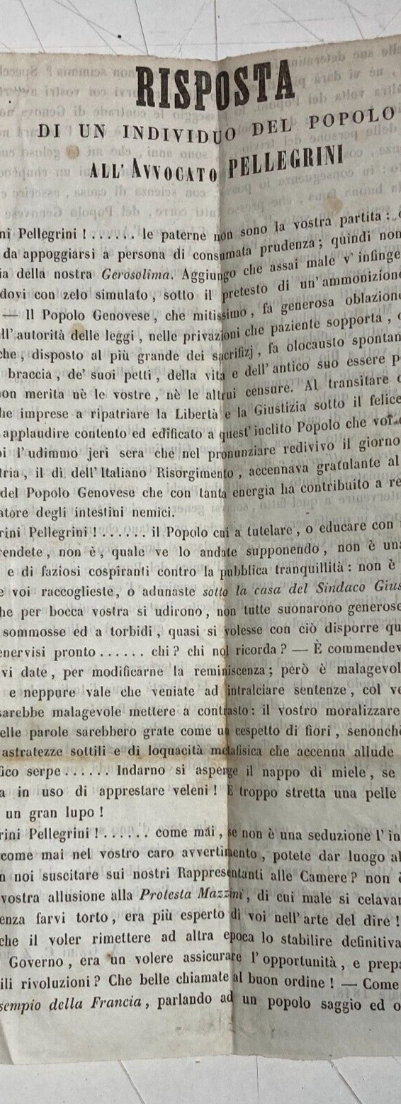 Risorgimento   Liguria   Genova   Casamara   Antico Foglio Volante   Pellegrini   1848