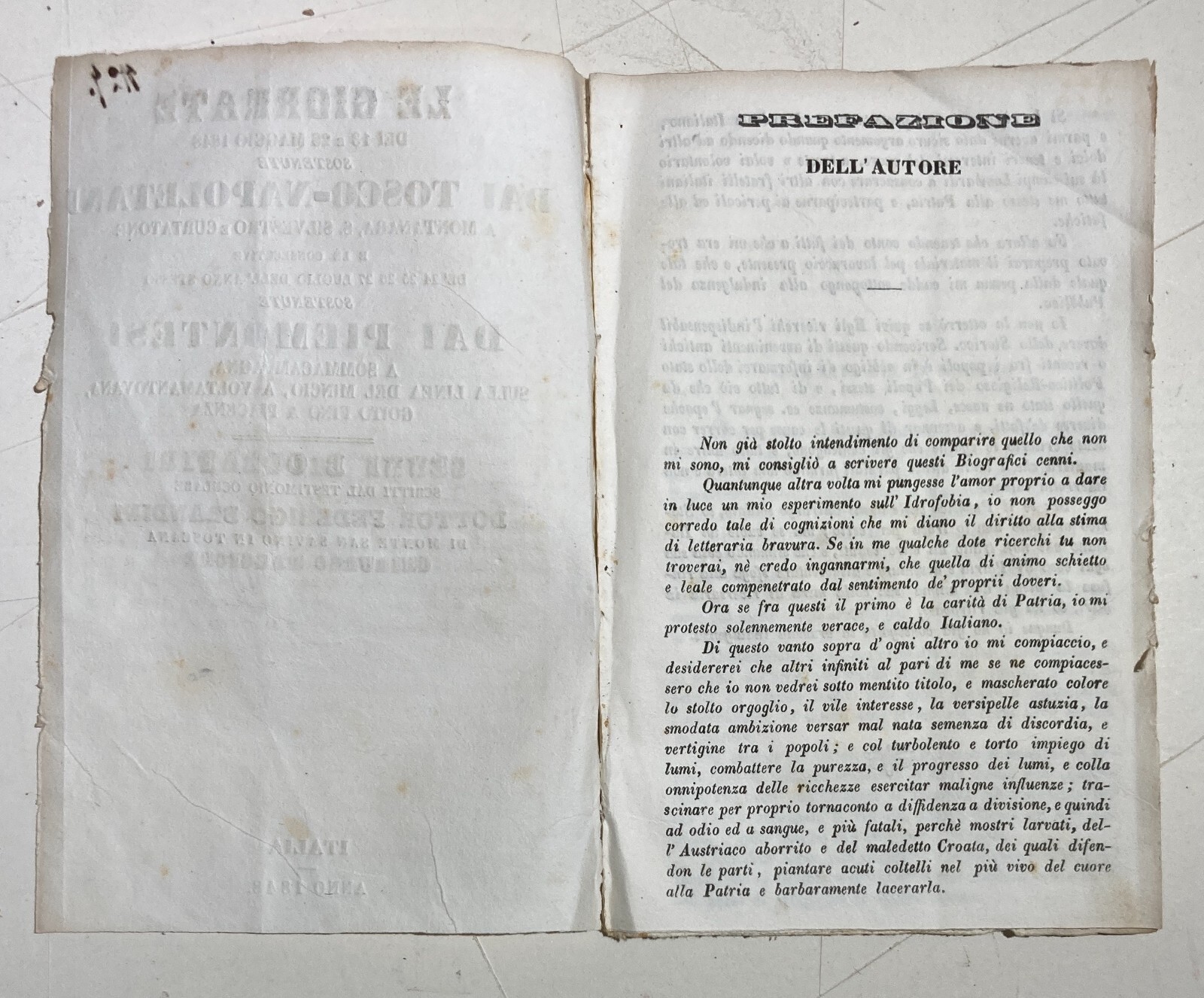 Risorgimento, Militaria, Conflitti Bellici 1848: Toscana, Piemonte, Napoli   Federigo Brandini
