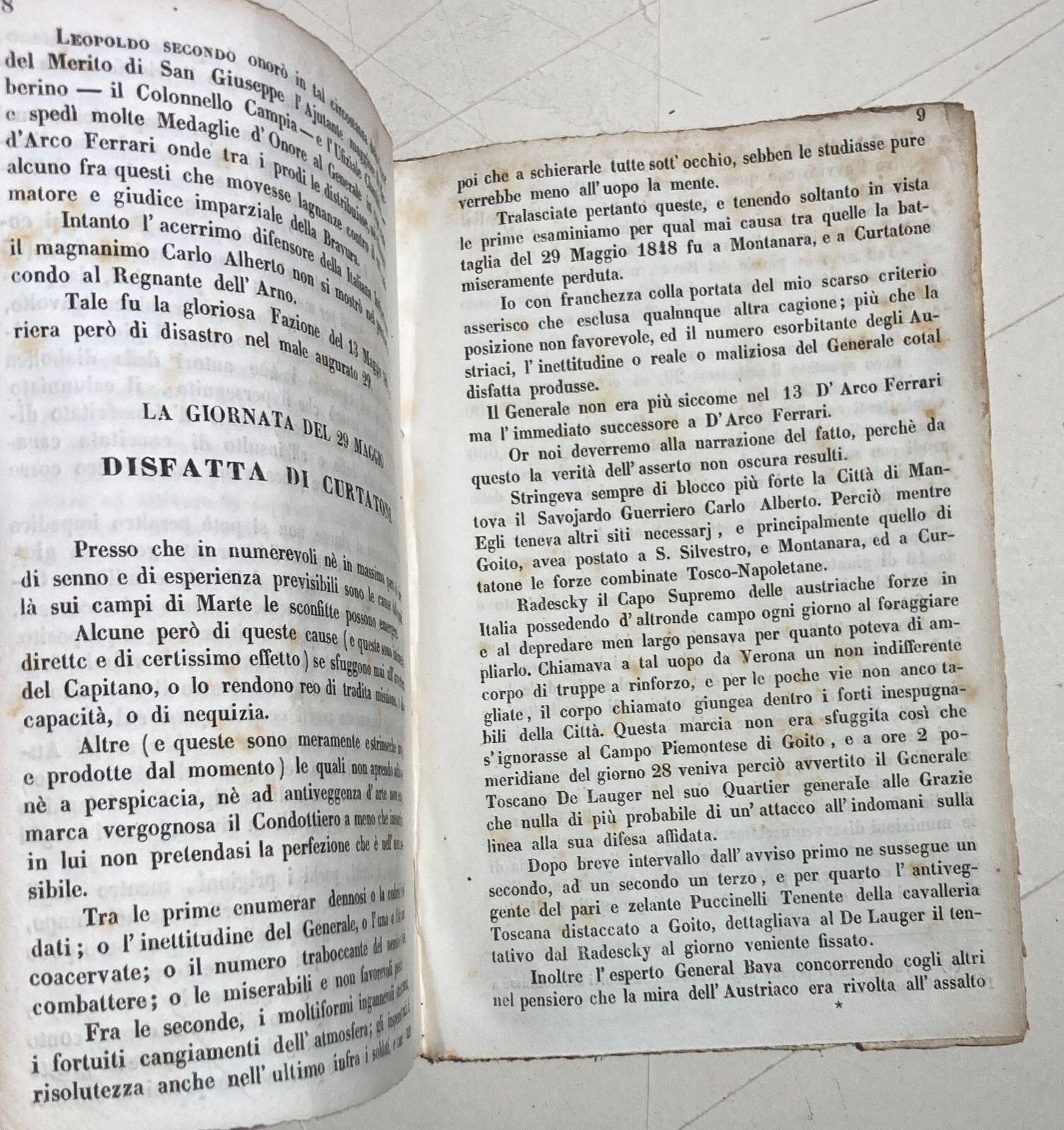 Risorgimento, Militaria, Conflitti Bellici 1848: Toscana, Piemonte, Napoli   Federigo Brandini