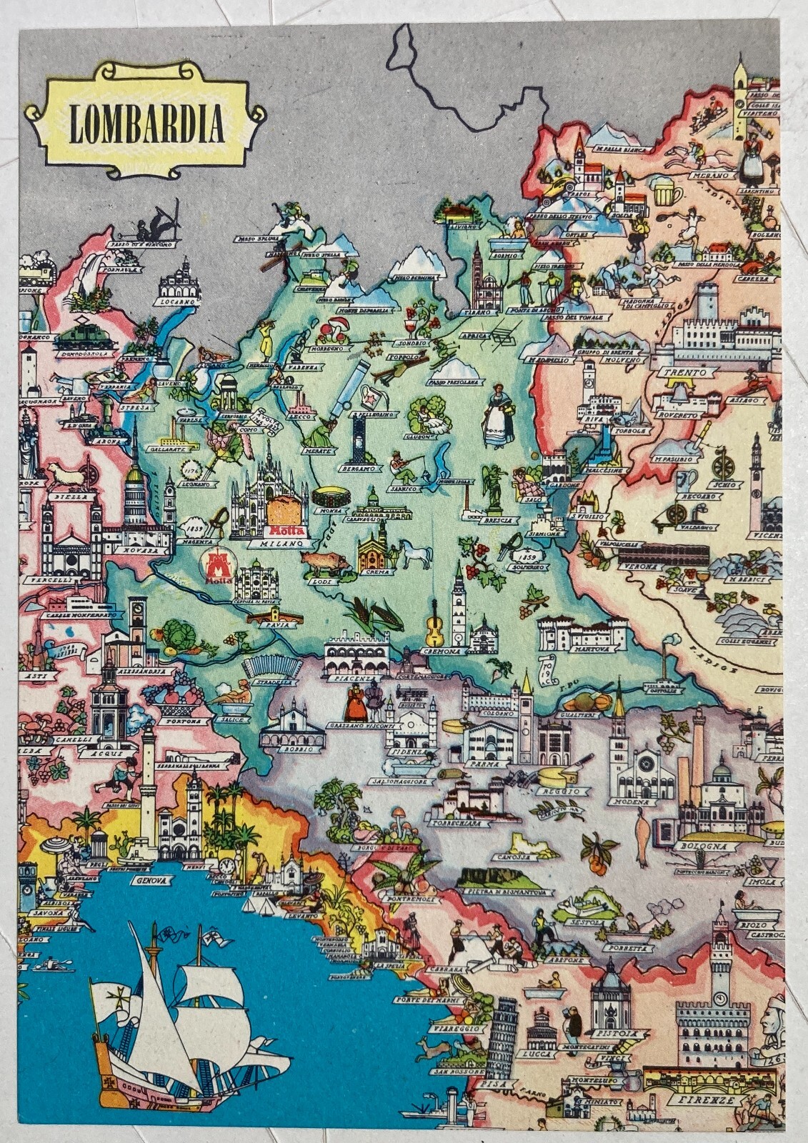 Pubblicitaria Motta   Cartolina Cartografica E Folkloristica   Lombardia E Dintorni