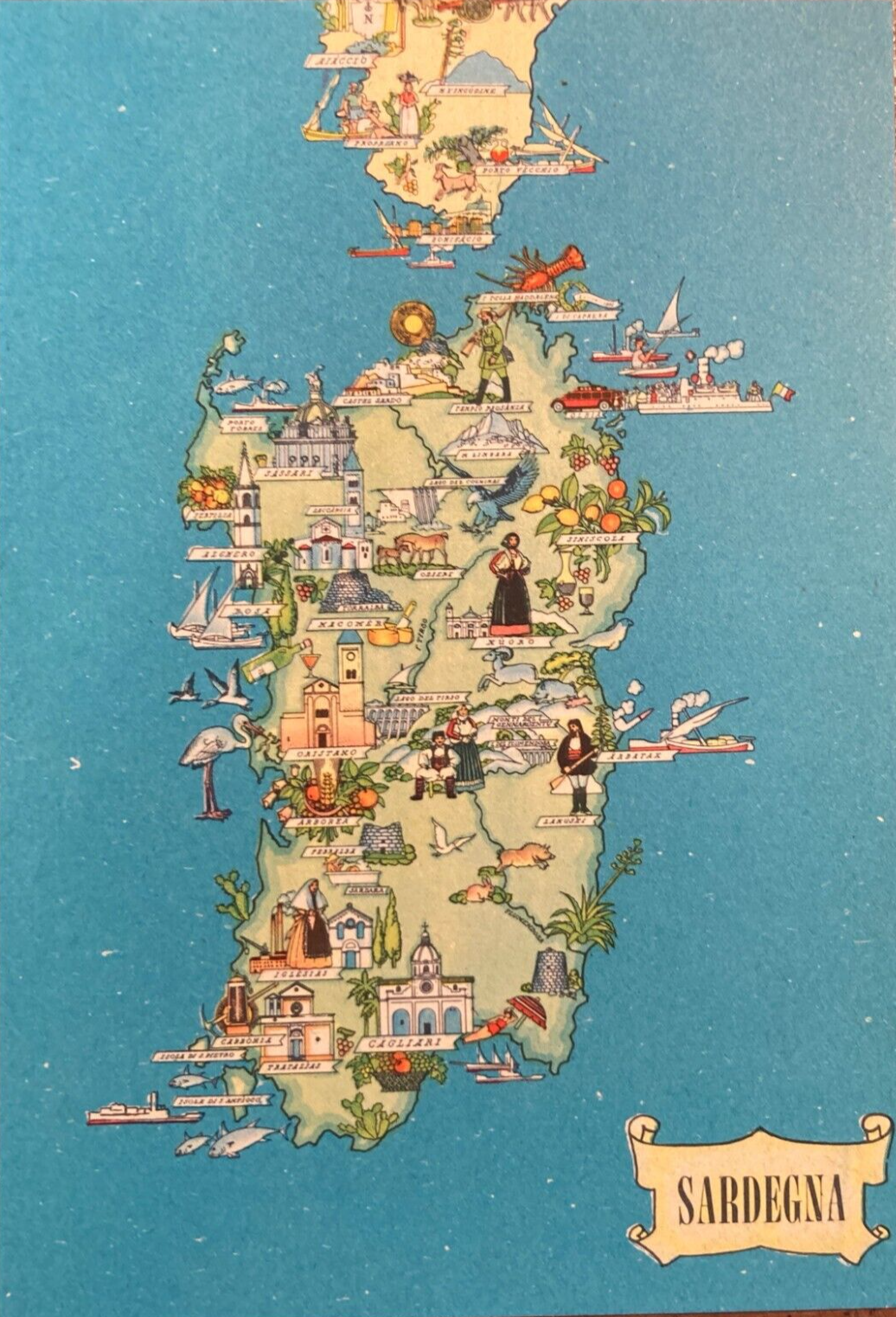 Pubblicitaria Motta   Cartolina Cartografica   Sardegna E Corsica