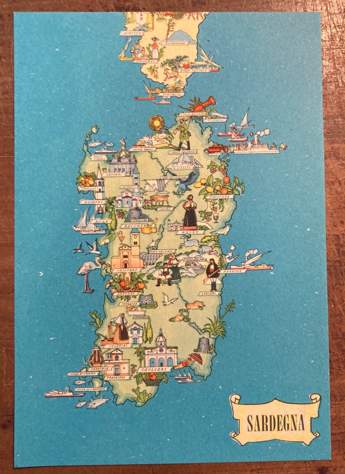 Pubblicitaria Motta   Cartolina Cartografica   Sardegna E Corsica