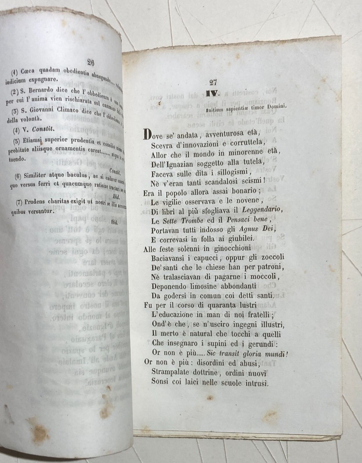 Compagnia Di Gesù. Lamentazioni Di Un Gesuita. Antonio Caccia. 1850
