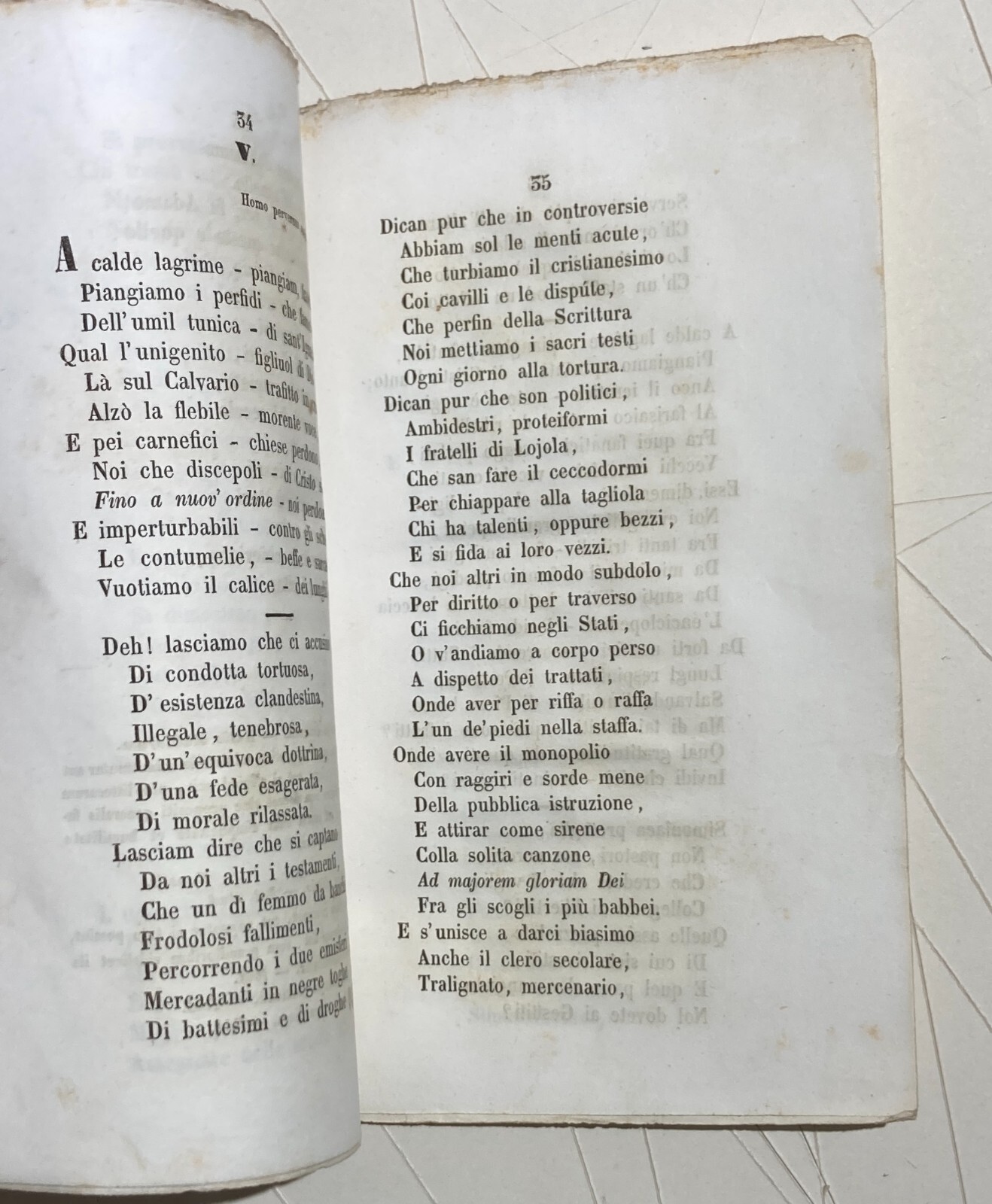 Compagnia Di Gesù. Lamentazioni Di Un Gesuita. Antonio Caccia. 1850