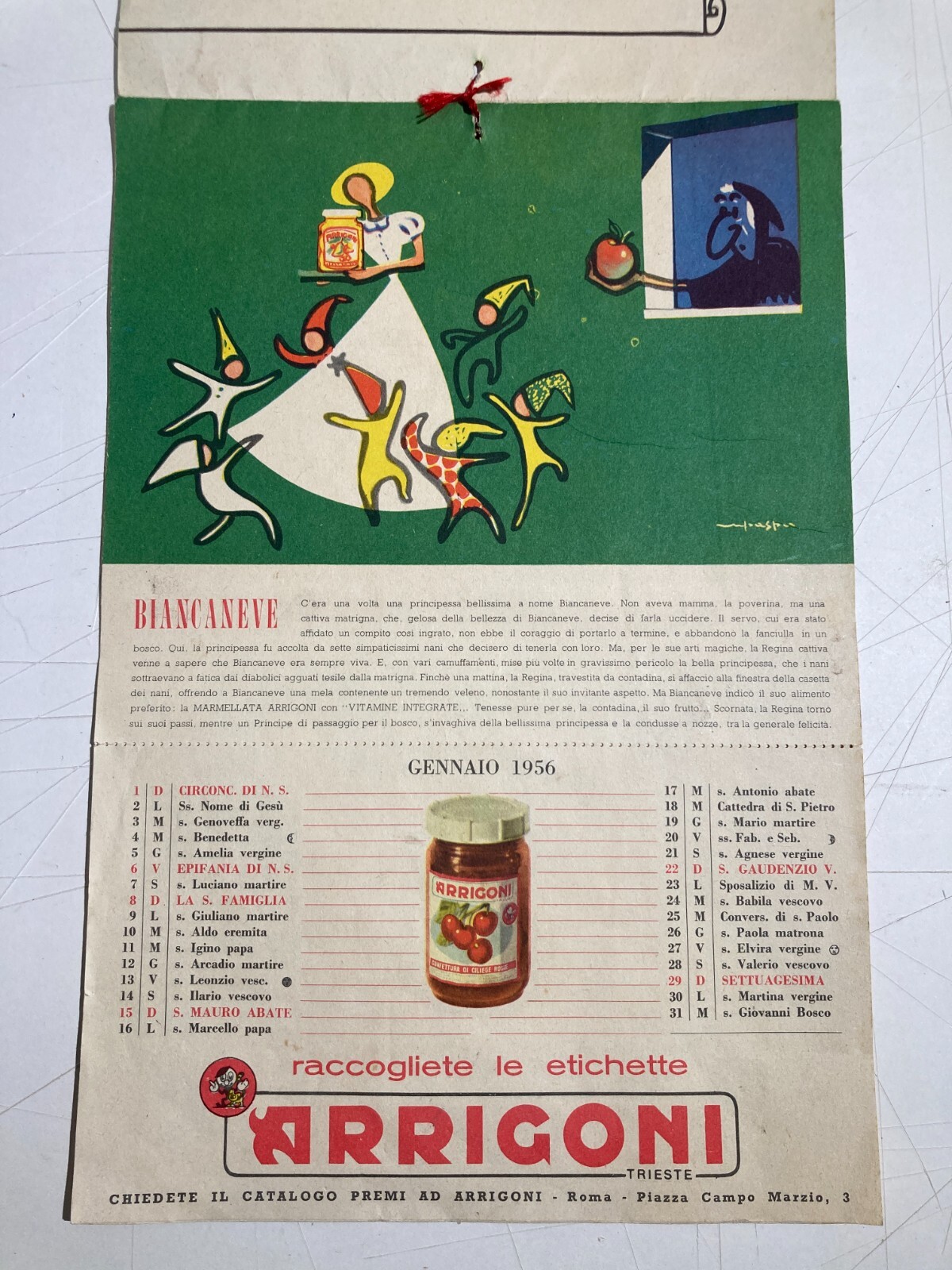 Trieste Arrigoni Calendario Favole Per Bambini Illustrato Pubblicitario 1956