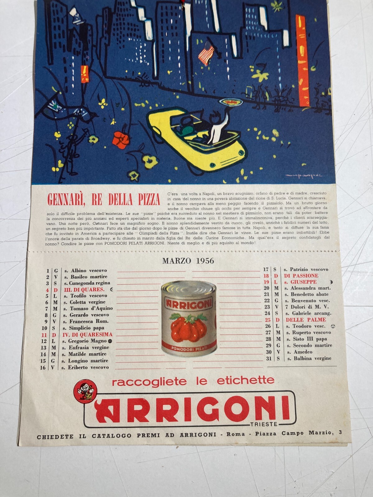 Trieste Arrigoni Calendario Favole Per Bambini Illustrato Pubblicitario 1956
