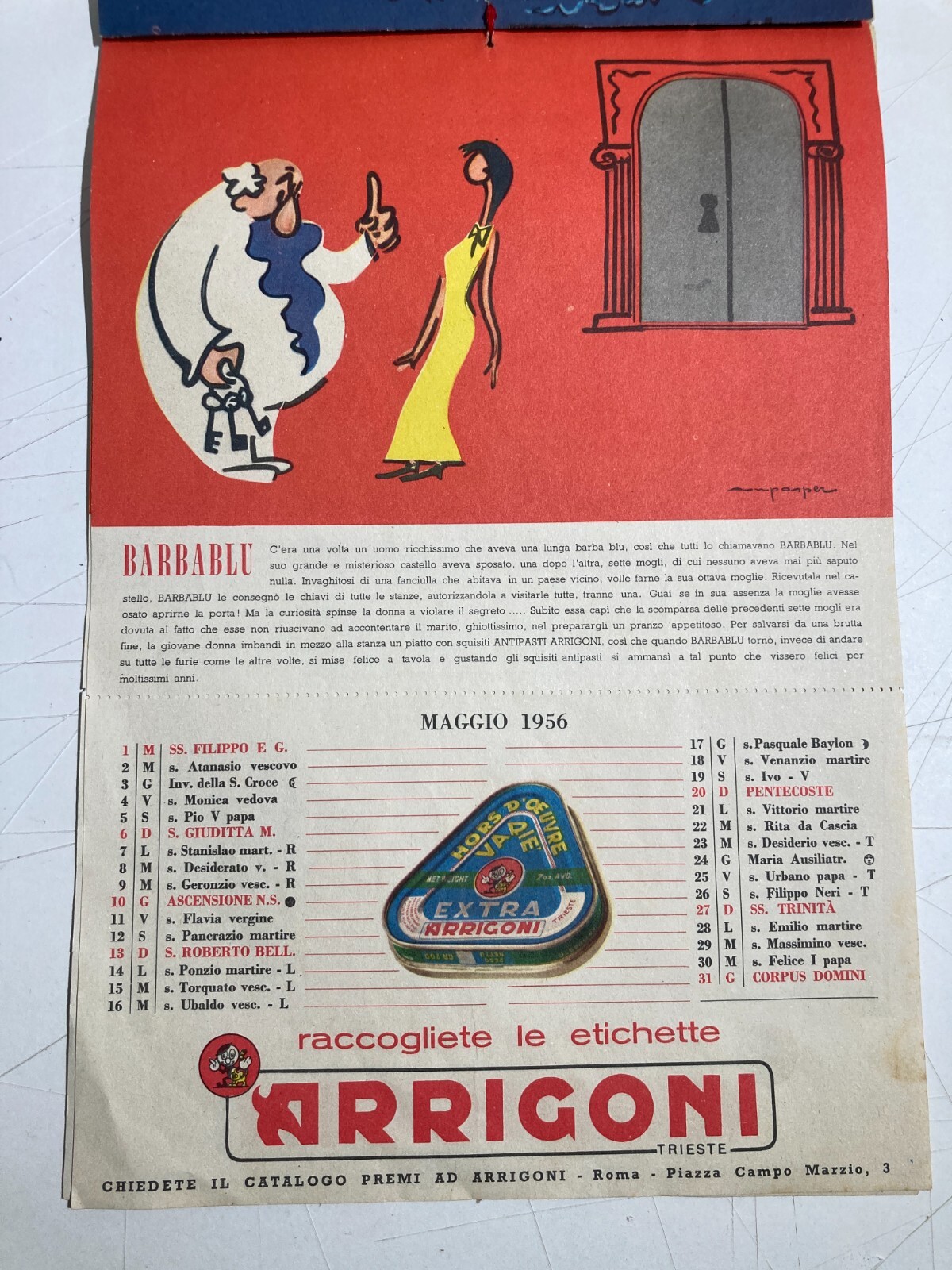 Trieste Arrigoni Calendario Favole Per Bambini Illustrato Pubblicitario 1956