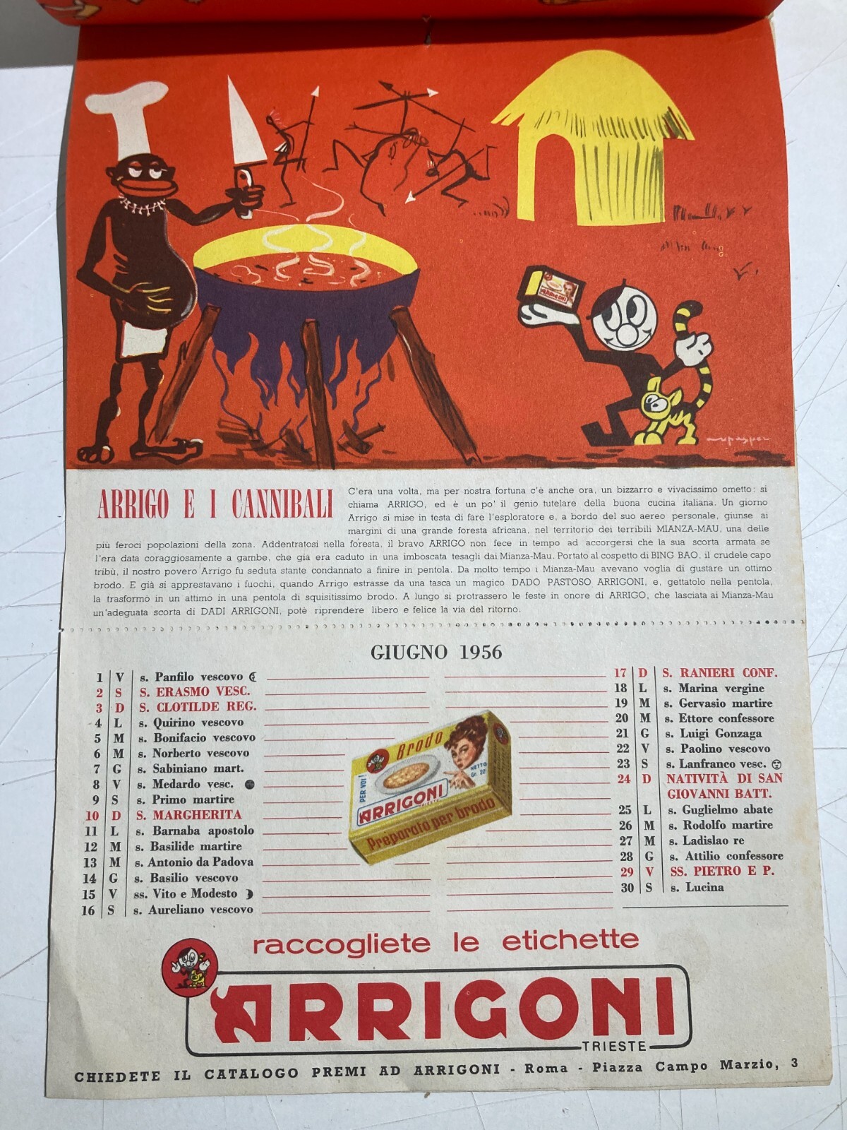 Trieste Arrigoni Calendario Favole Per Bambini Illustrato Pubblicitario 1956