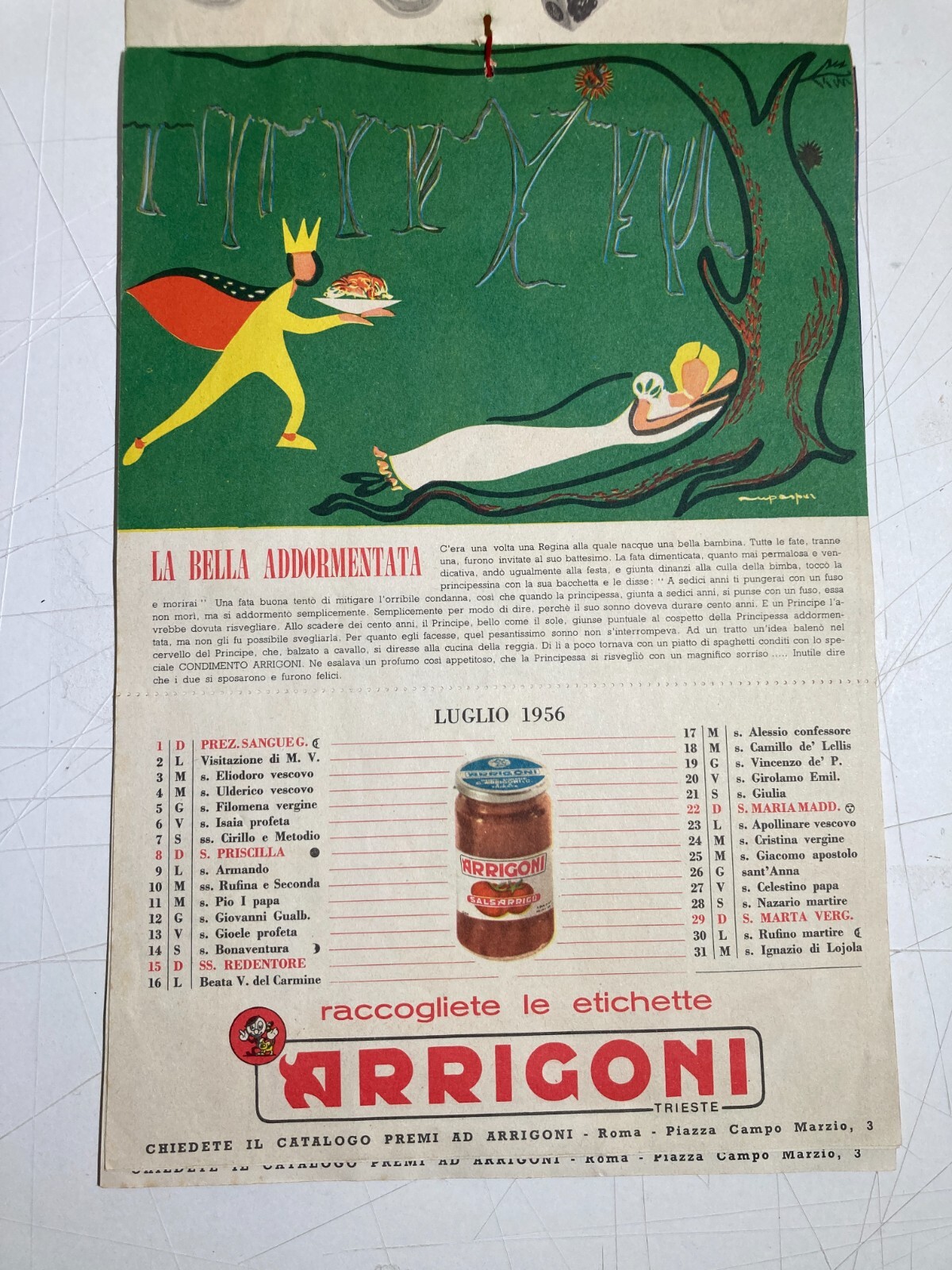 Trieste Arrigoni Calendario Favole Per Bambini Illustrato Pubblicitario 1956