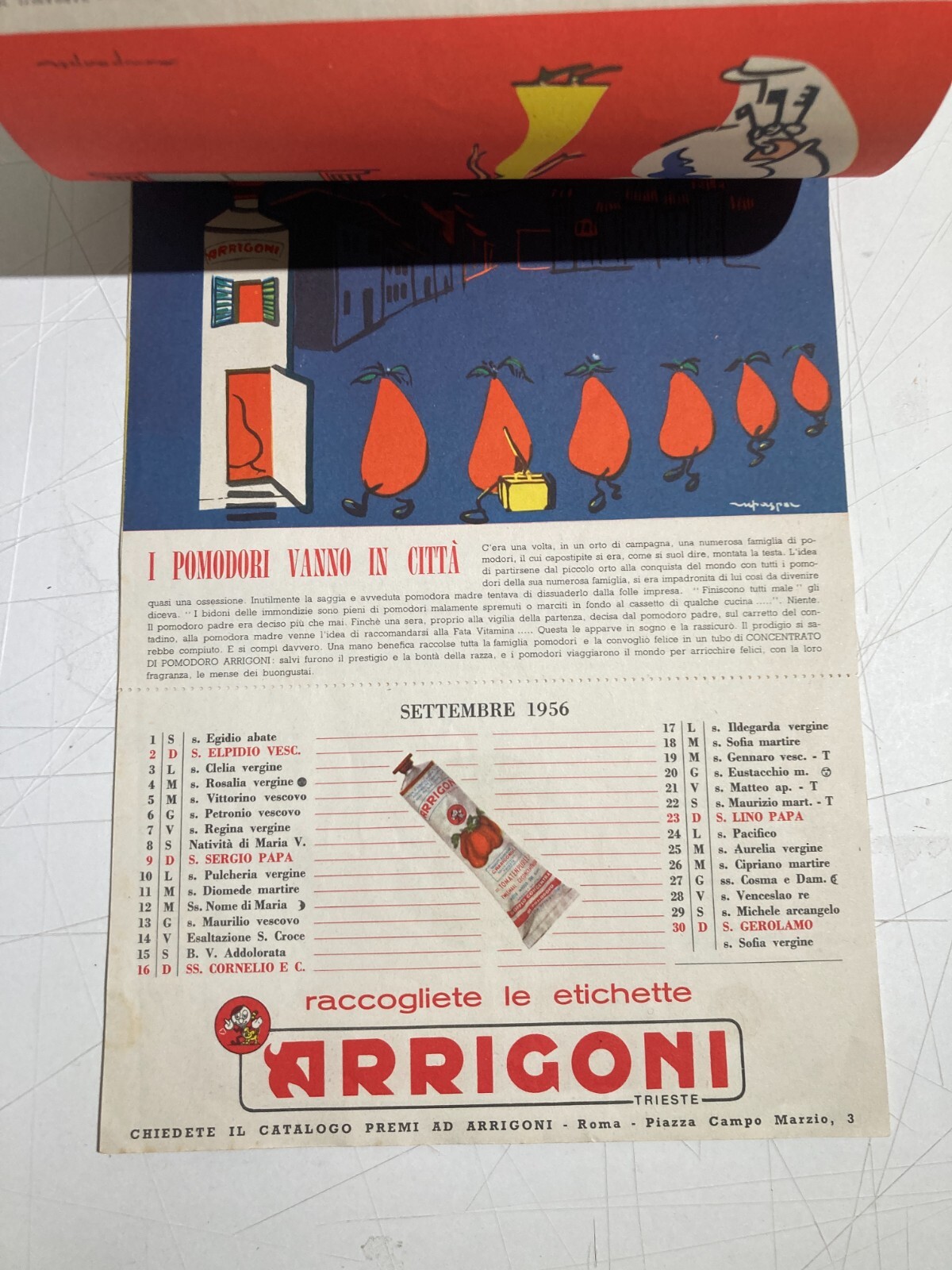 Trieste Arrigoni Calendario Favole Per Bambini Illustrato Pubblicitario 1956