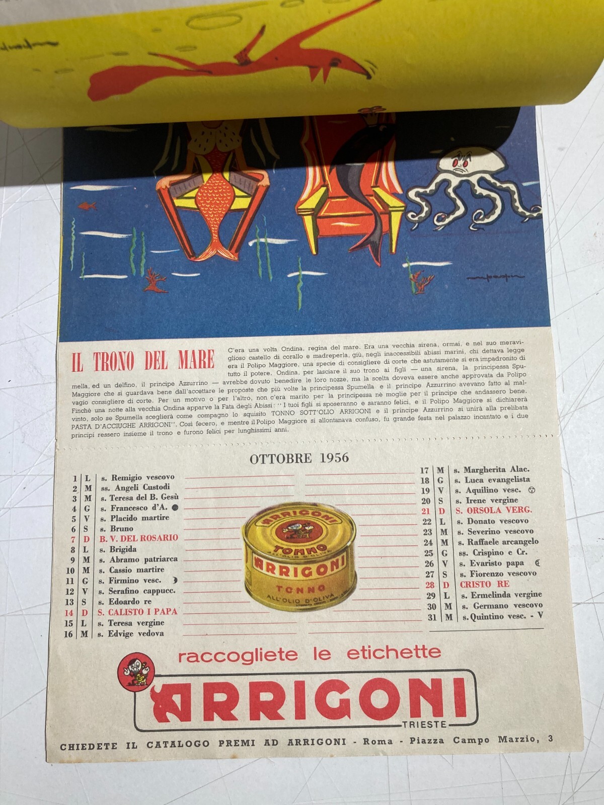 Trieste Arrigoni Calendario Favole Per Bambini Illustrato Pubblicitario 1956