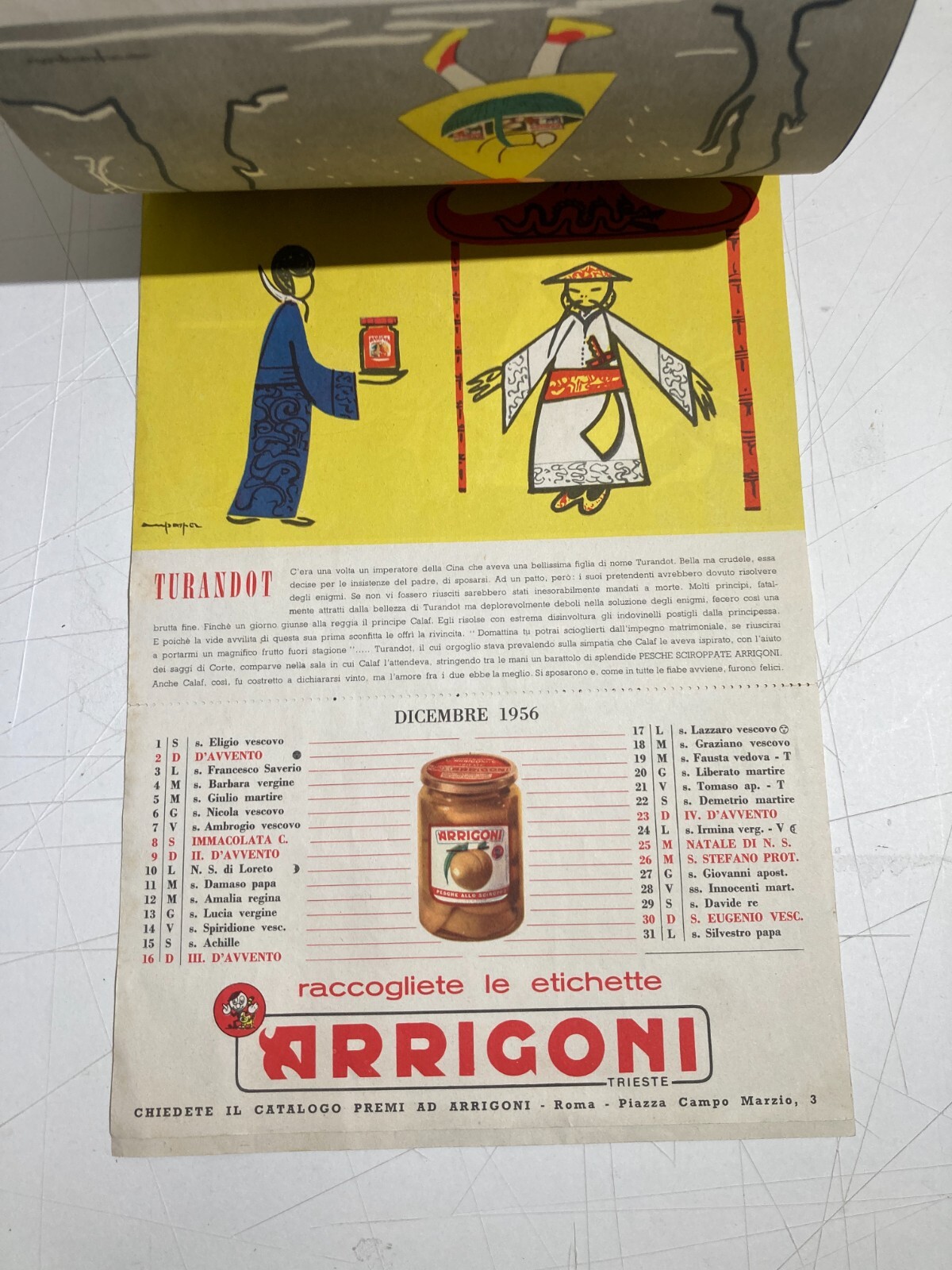 Trieste Arrigoni Calendario Favole Per Bambini Illustrato Pubblicitario 1956