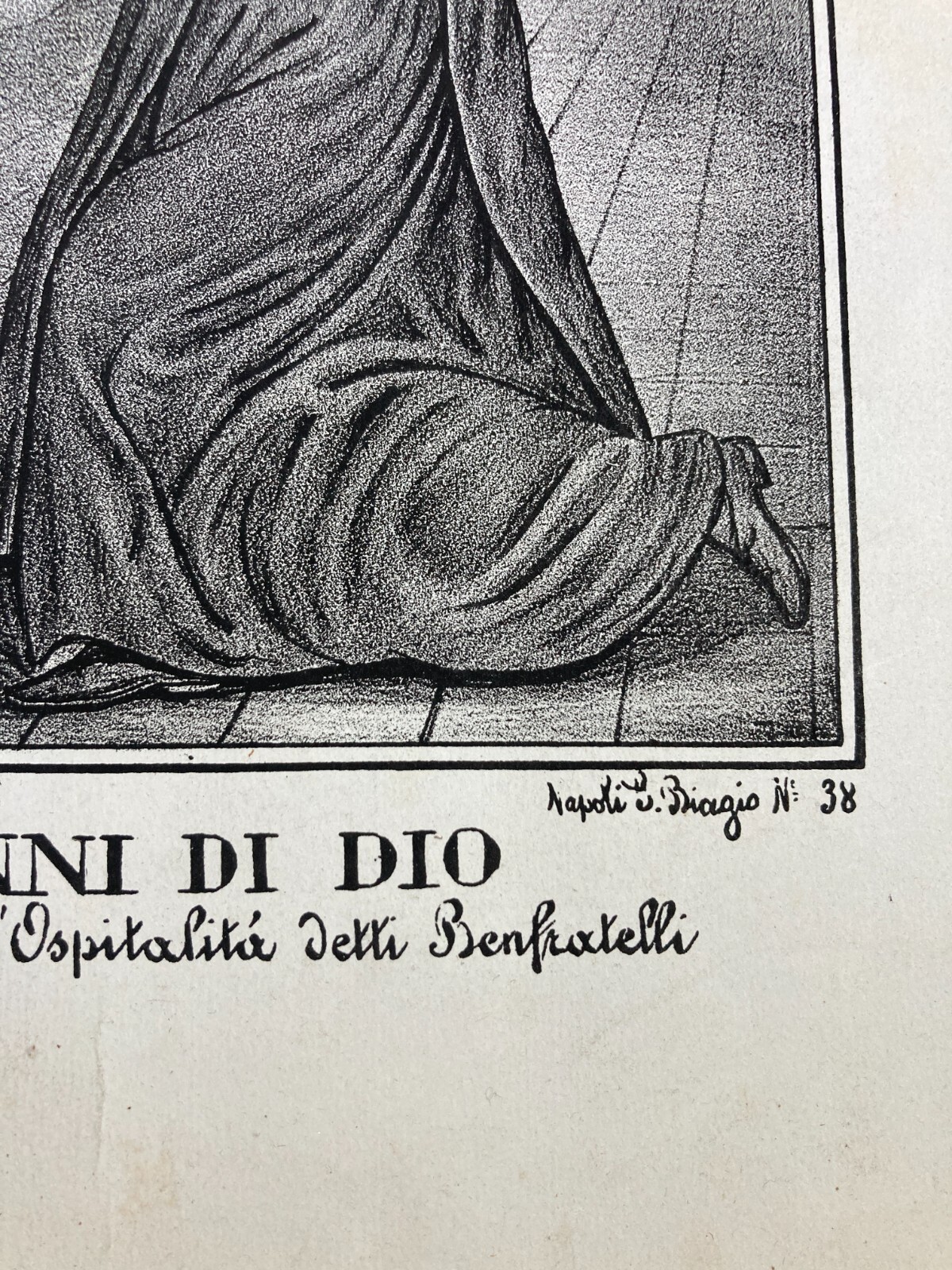 Antica Stampa Popolare Devozionale: S. Giovanni Di Dio, Fatebenefratelli, Apicella