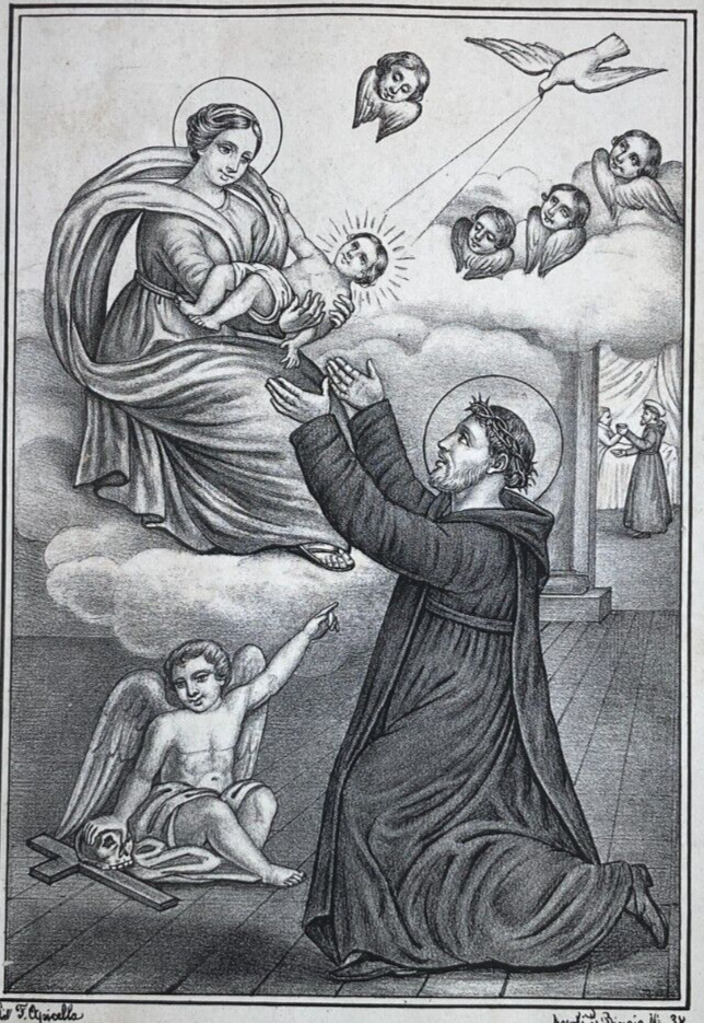 Antica Stampa Popolare Devozionale: S. Giovanni Di Dio, Fatebenefratelli, Apicella