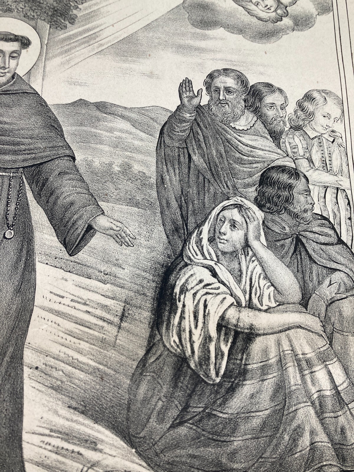 Sant'Antonio Di Padova Predica Ai Pesci. Antica Stampa Popolare Devozionale Di Lo Santo