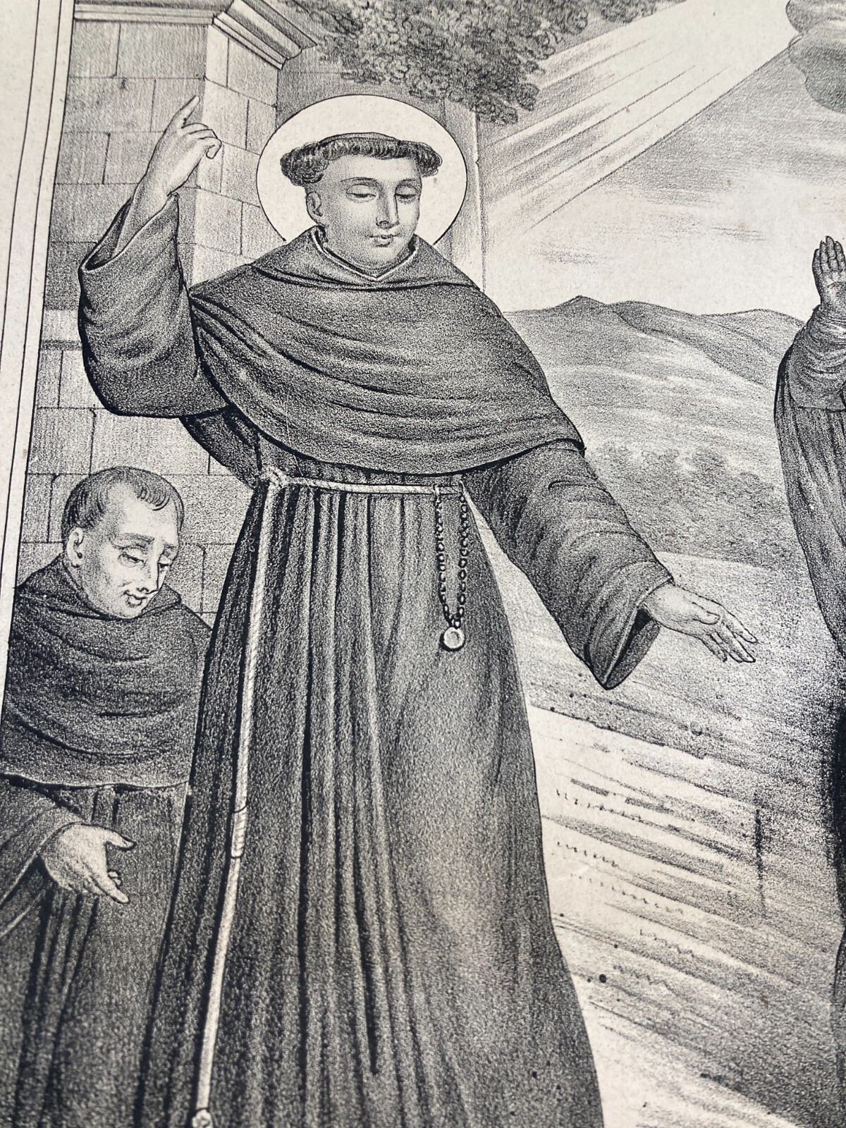 Sant'Antonio Di Padova Predica Ai Pesci. Antica Stampa Popolare Devozionale Di Lo Santo