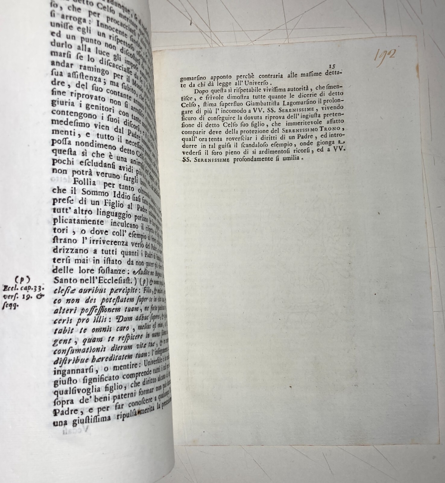 Le Ragioni Della Patria Potestà: Giambattista Lagomarsino Contro Celso Lagomarsino (Genova, 1762)
