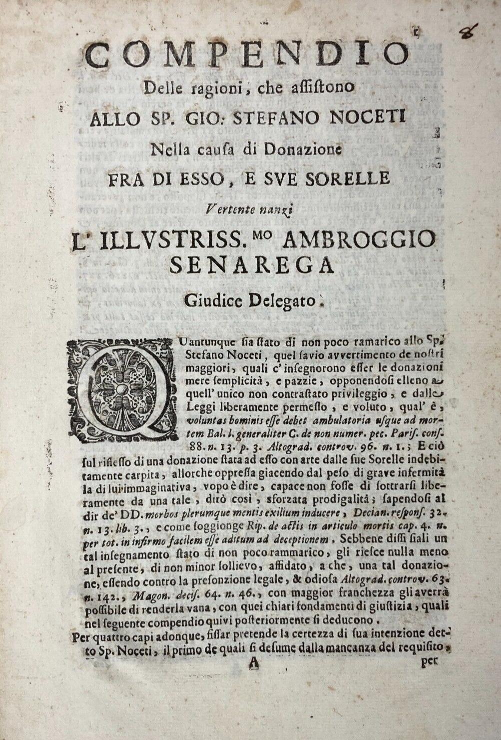 Liguria, Genova: Giuridica, Notariato, Eredità   Stefano Noceti, Avvocato Palma   1739