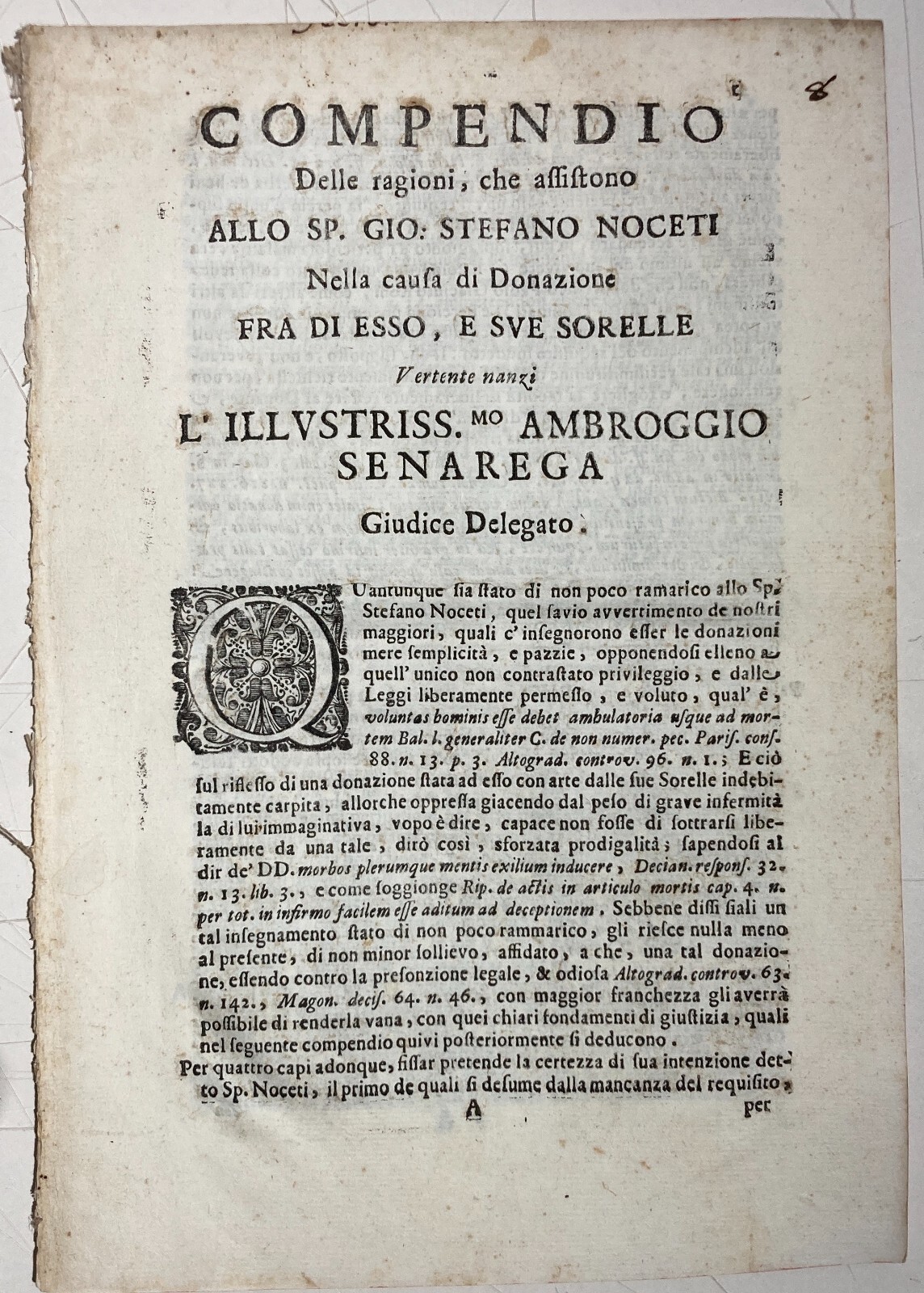 Liguria, Genova: Giuridica, Notariato, Eredità   Stefano Noceti, Avvocato Palma   1739