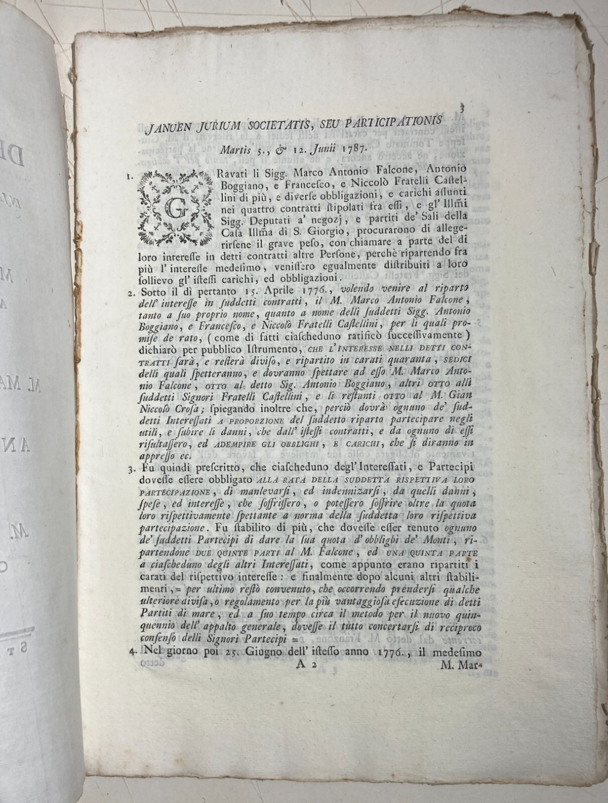 Liguria, Genova: Antica Allegazione Giuridica   Franzone, Falcone, Boggiano, Ilarj (1787)