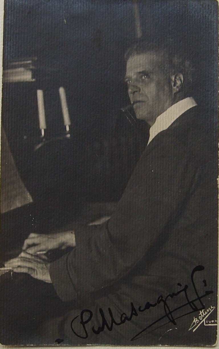 Pietro Mascagni: Antica Foto Cartolina Autografata, Bettini (Livorno)