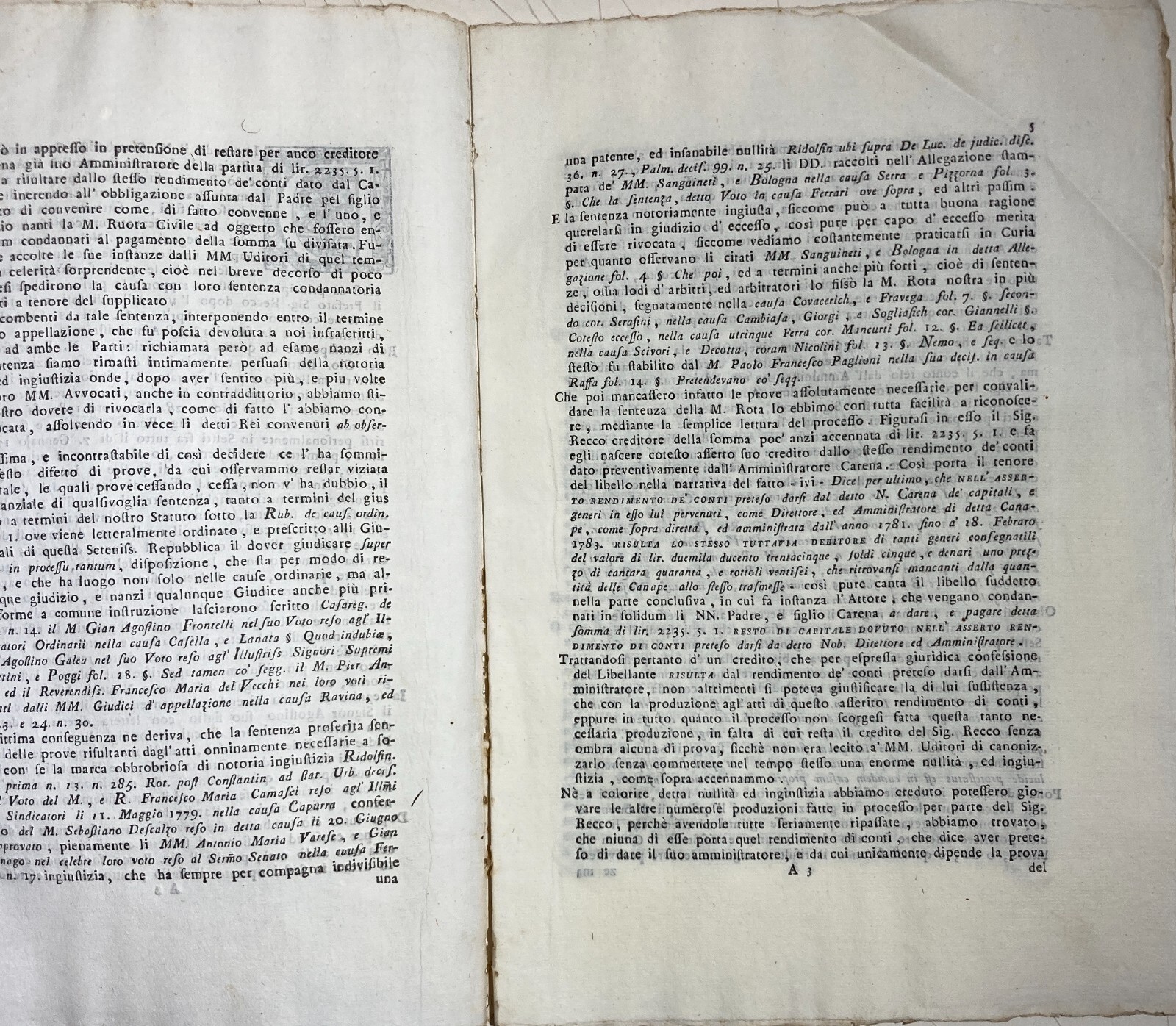 Liguria, Genova, Sestri Levante: Decisione Giuridica Carena Recco, 1787