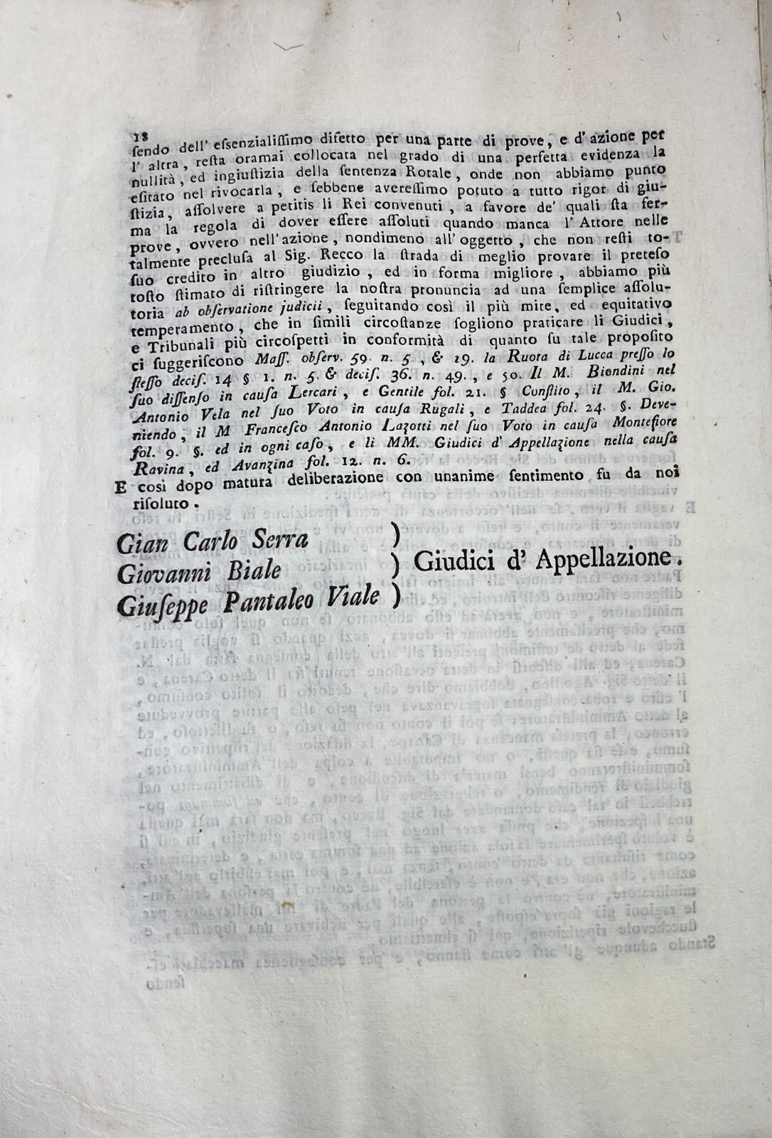 Liguria, Genova, Sestri Levante: Decisione Giuridica Carena Recco, 1787