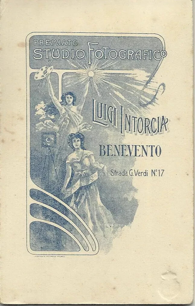 Benevento: Antica Rara Fotografia Dello Studio Fotografico Intorcia Con Stampa Devozionale