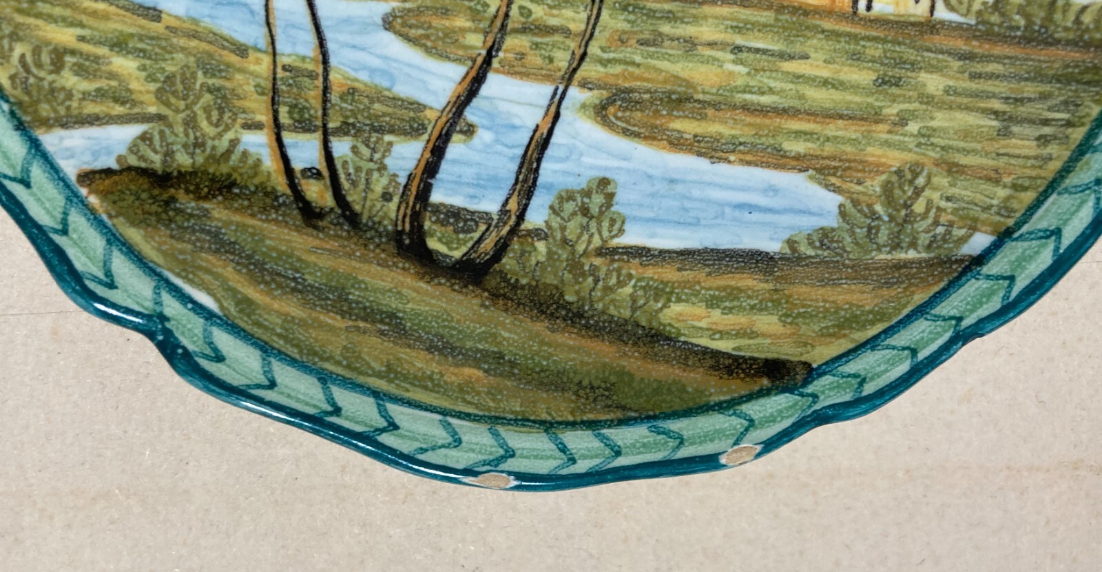 Abruzzo, Fara Filiorum Petri, Ceramiche Bontempo, Tazza Con Piattino Decorata A Mano, Paesaggi, 1930 1950