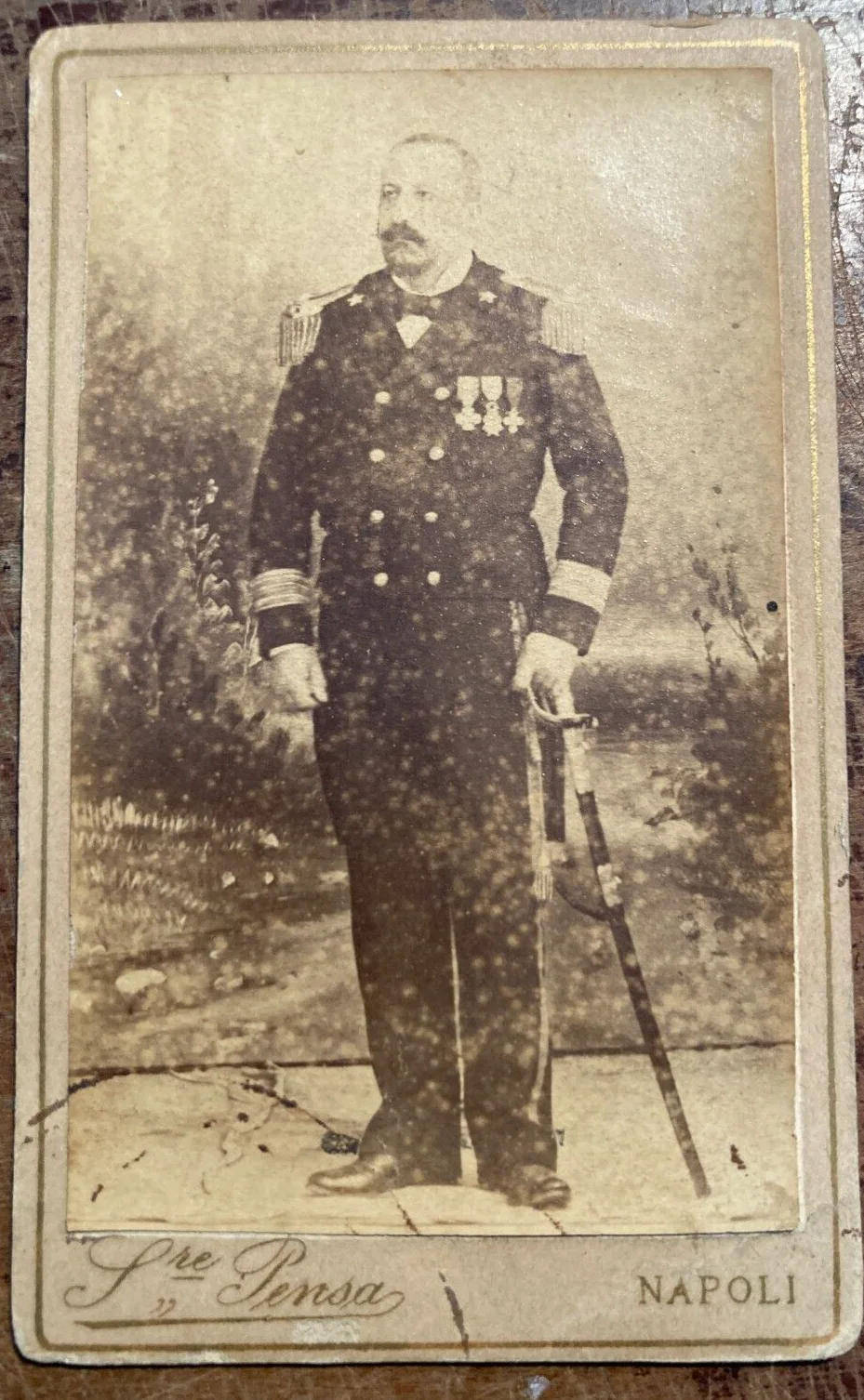 Portrait of a Soldier, Antique Original Photograph, Naples, Foto Pensa
